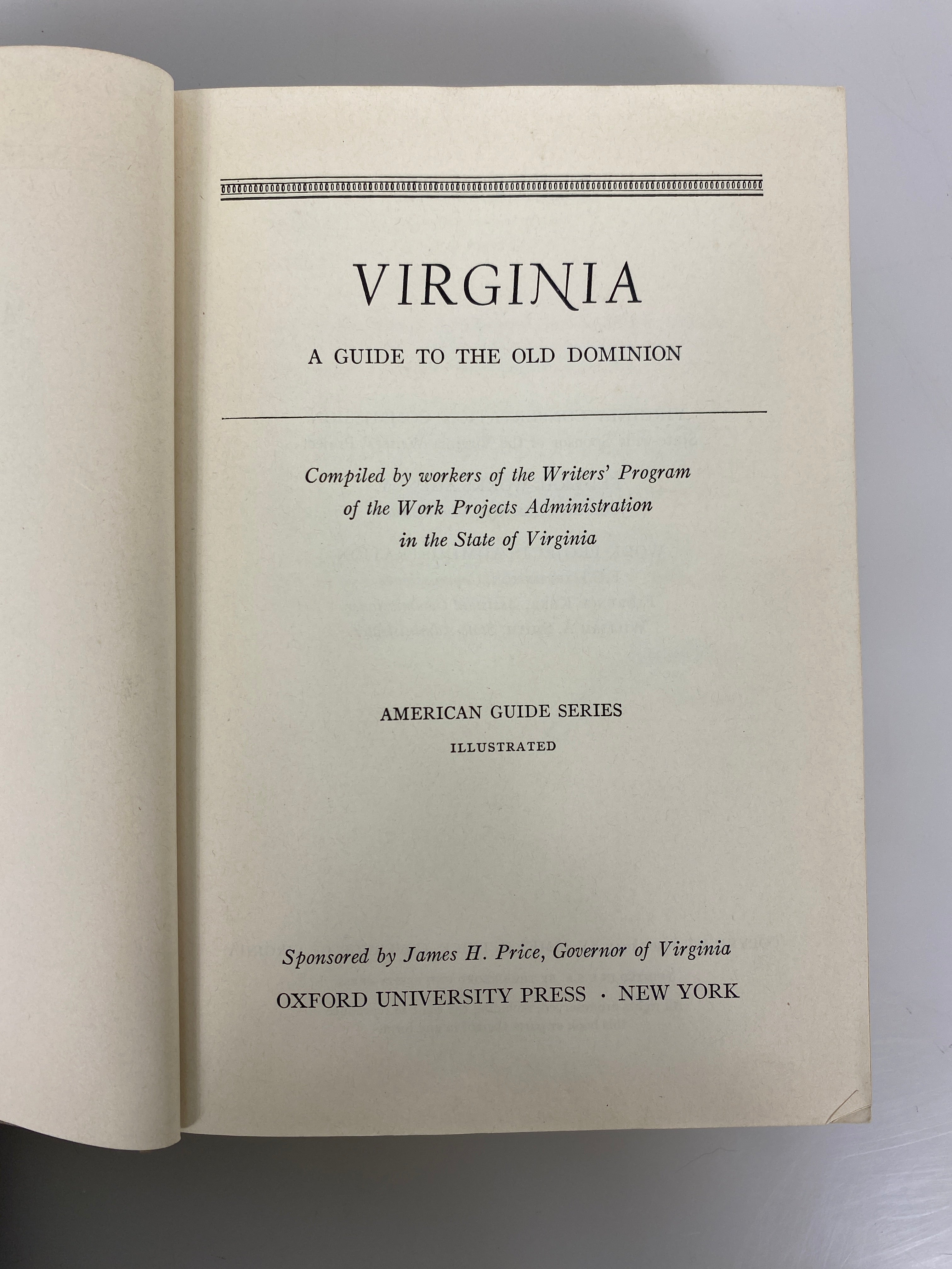 Virginia A Guide to the Old Dominion 1941 WPA Second Printing HC