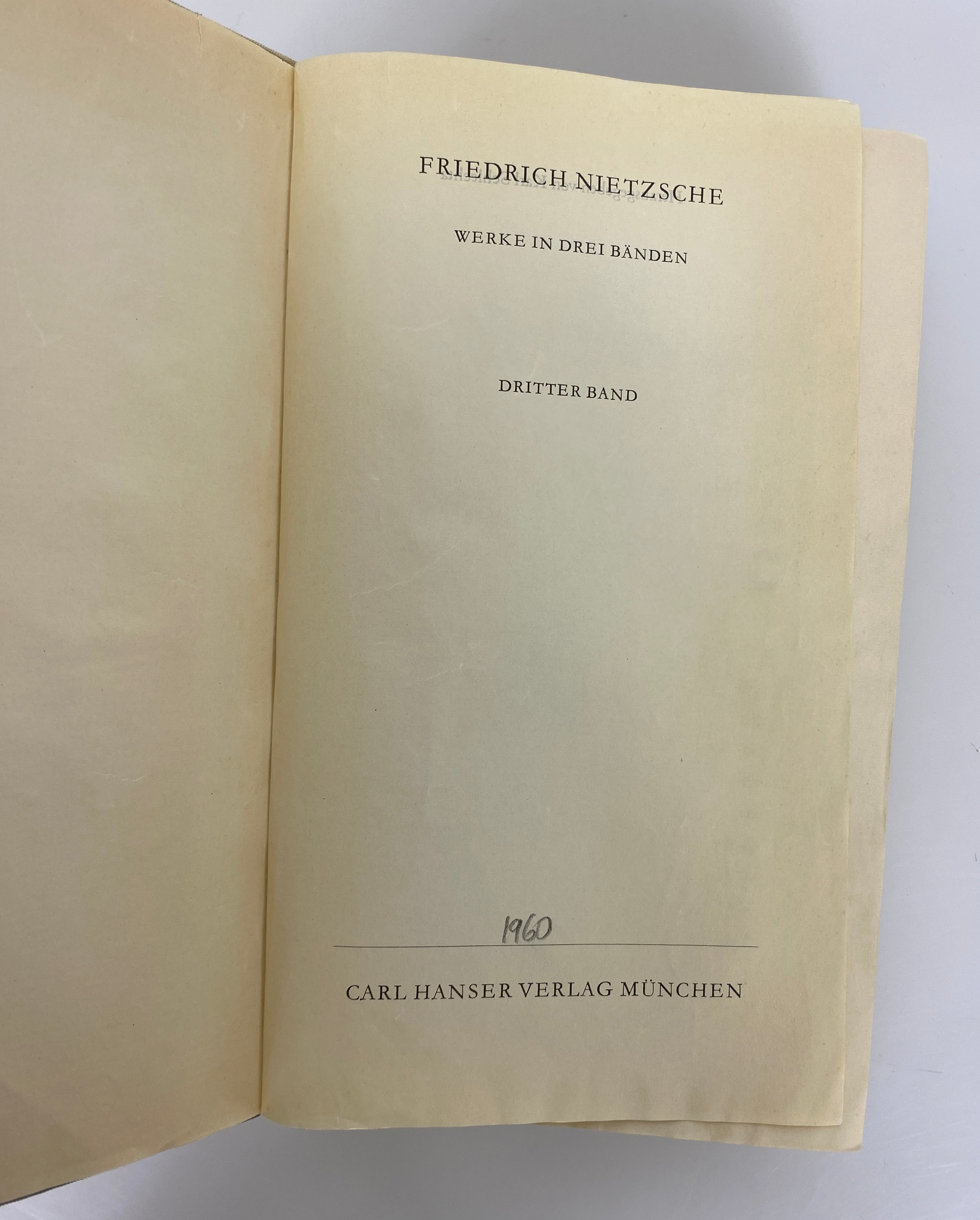 Vols I & III Friedrich Nietzsche Works in 3 Volumes in German 1960 Ex-Library