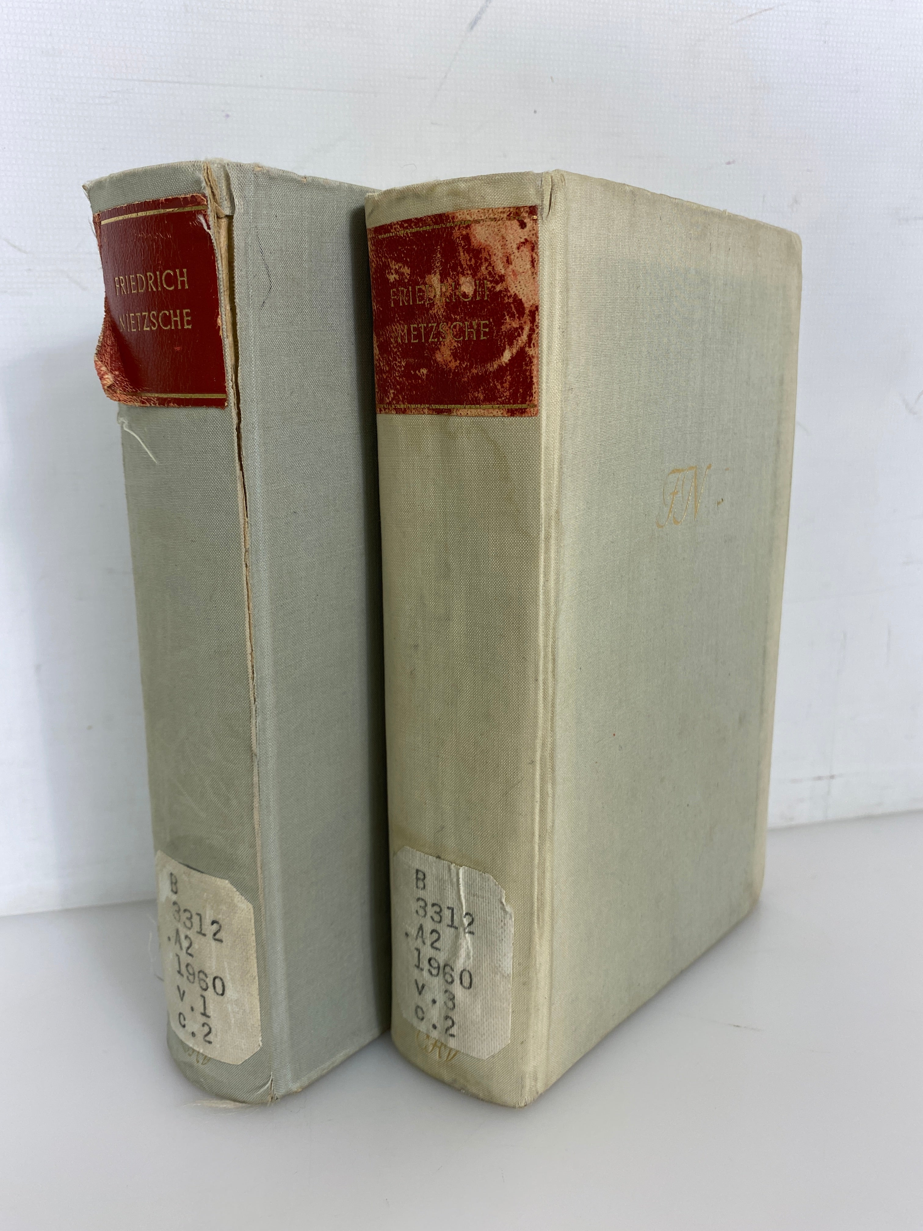 Vols I & III Friedrich Nietzsche Works in 3 Volumes in German 1960 Ex-Library