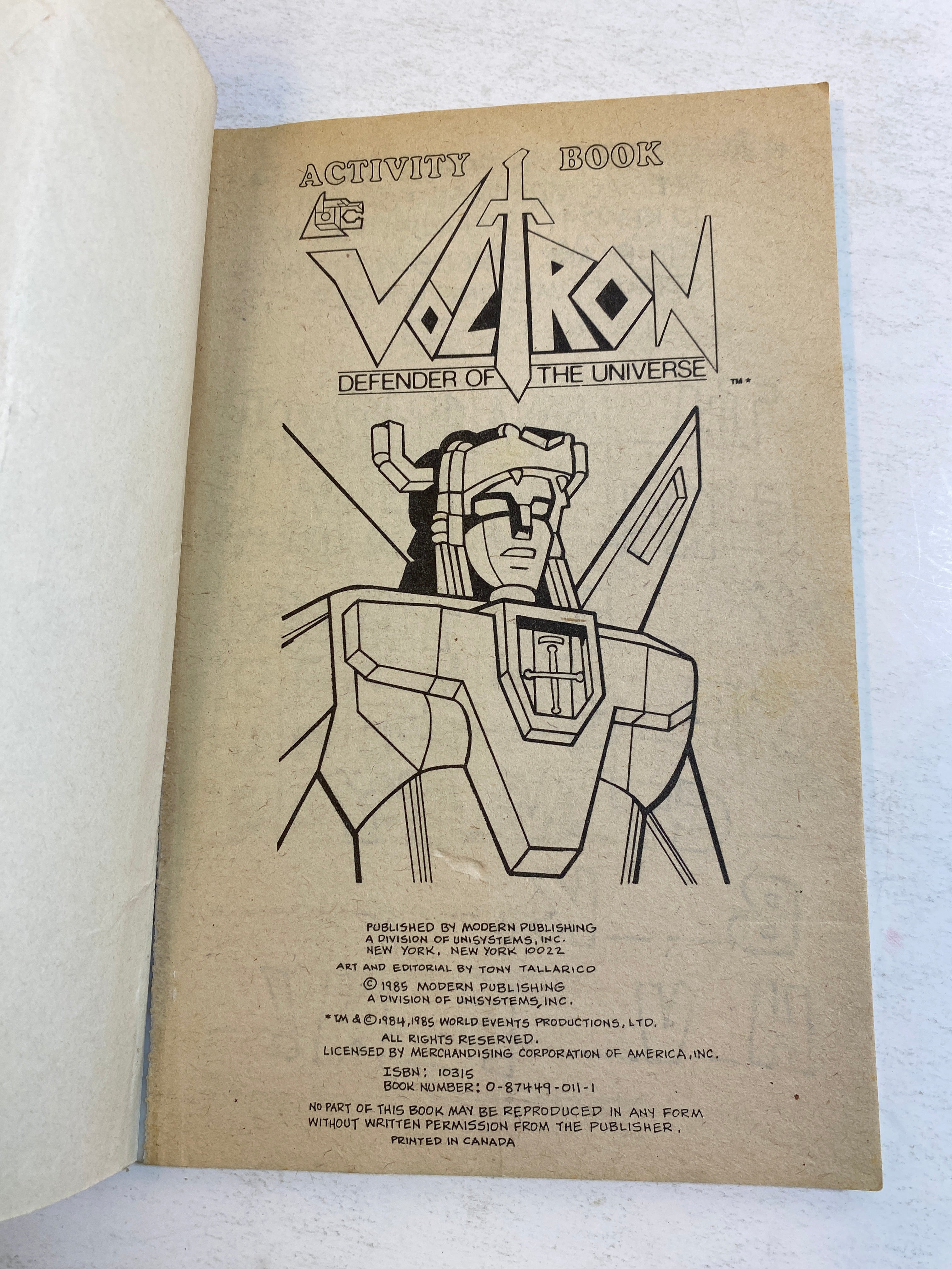 Voltron Vintage ActivityBook 1985