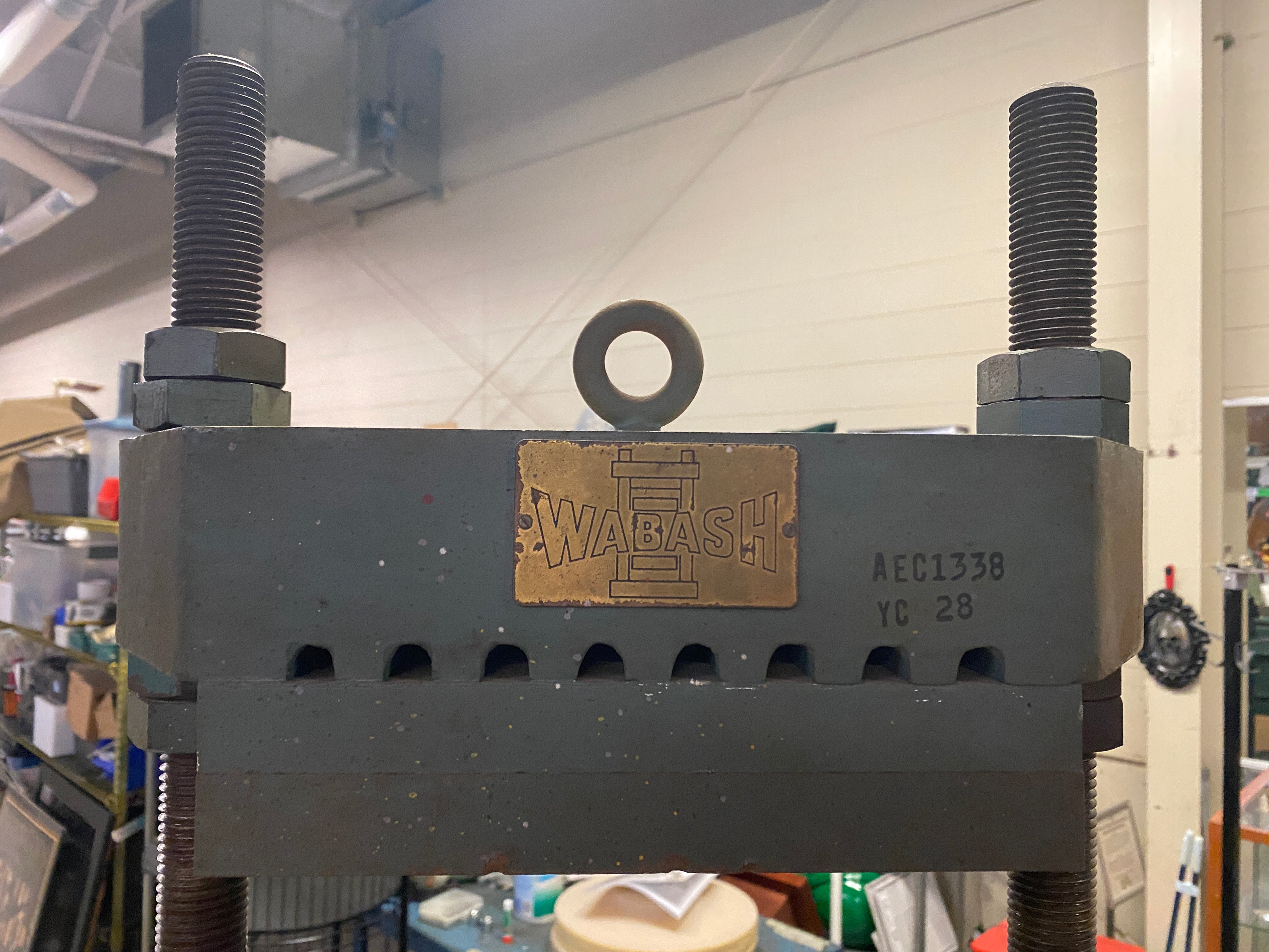 Wabash Metal Products Company #12-10S Hydraulic Press Bolted on Cabinet