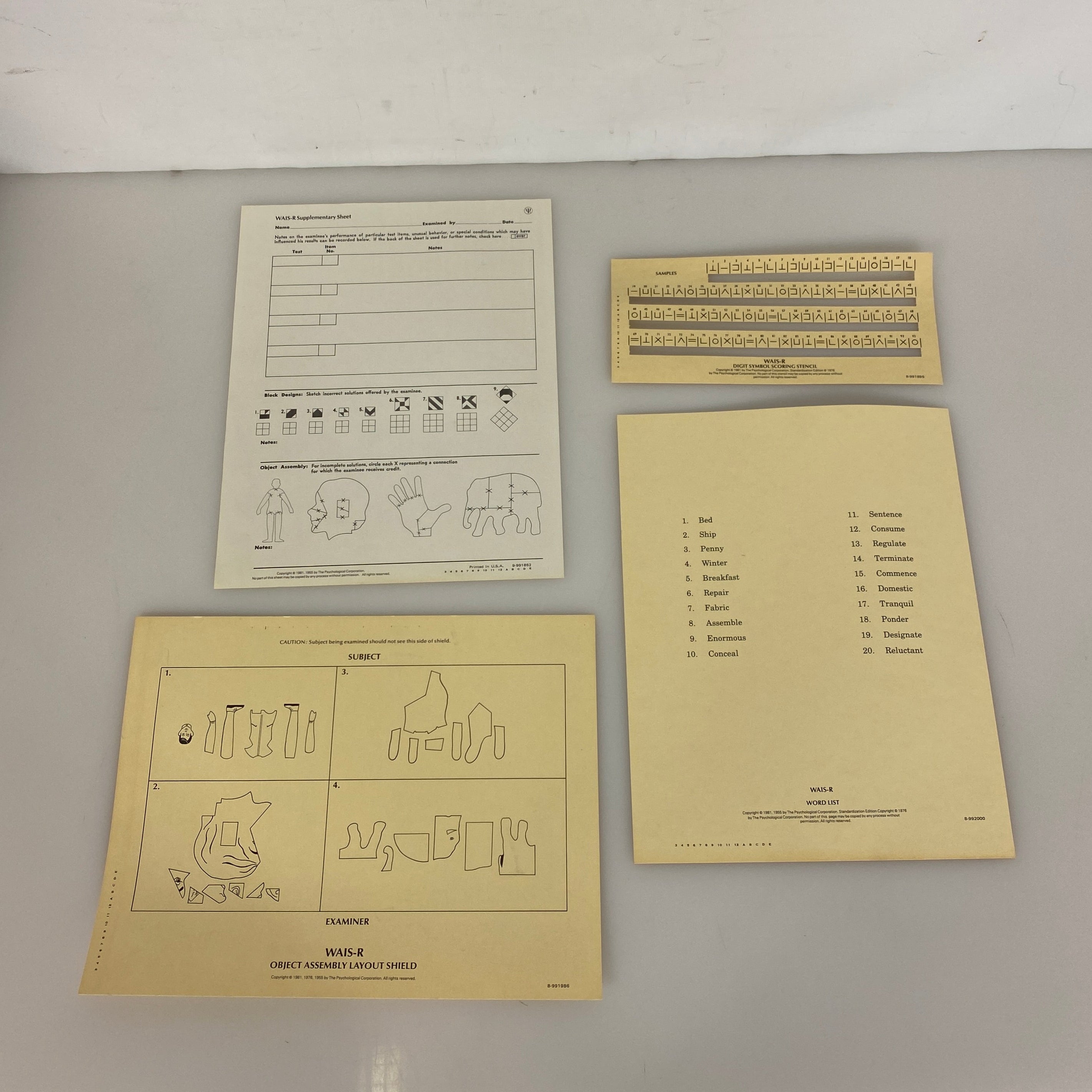 Wais-R Psychology Kit Adult IQ Criteria/Test