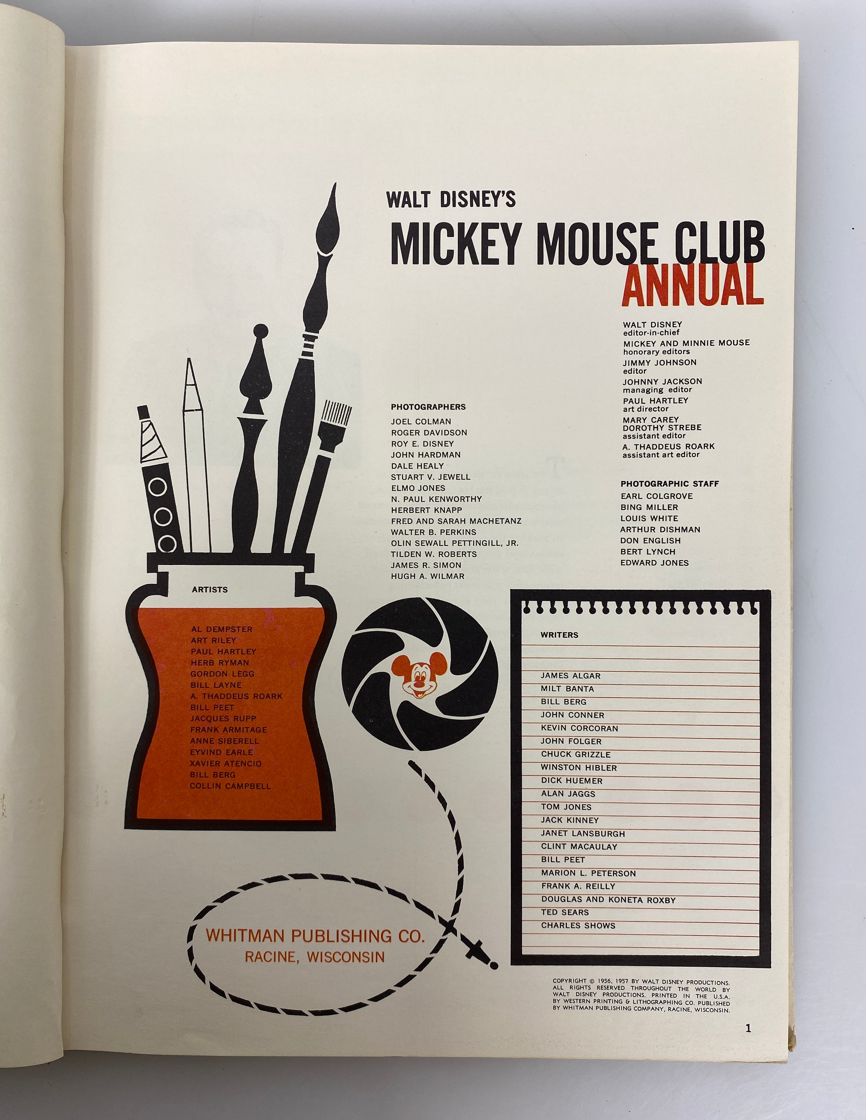 Walt Disney's Mickey Mouse Club Annual 1957 Vintage HC