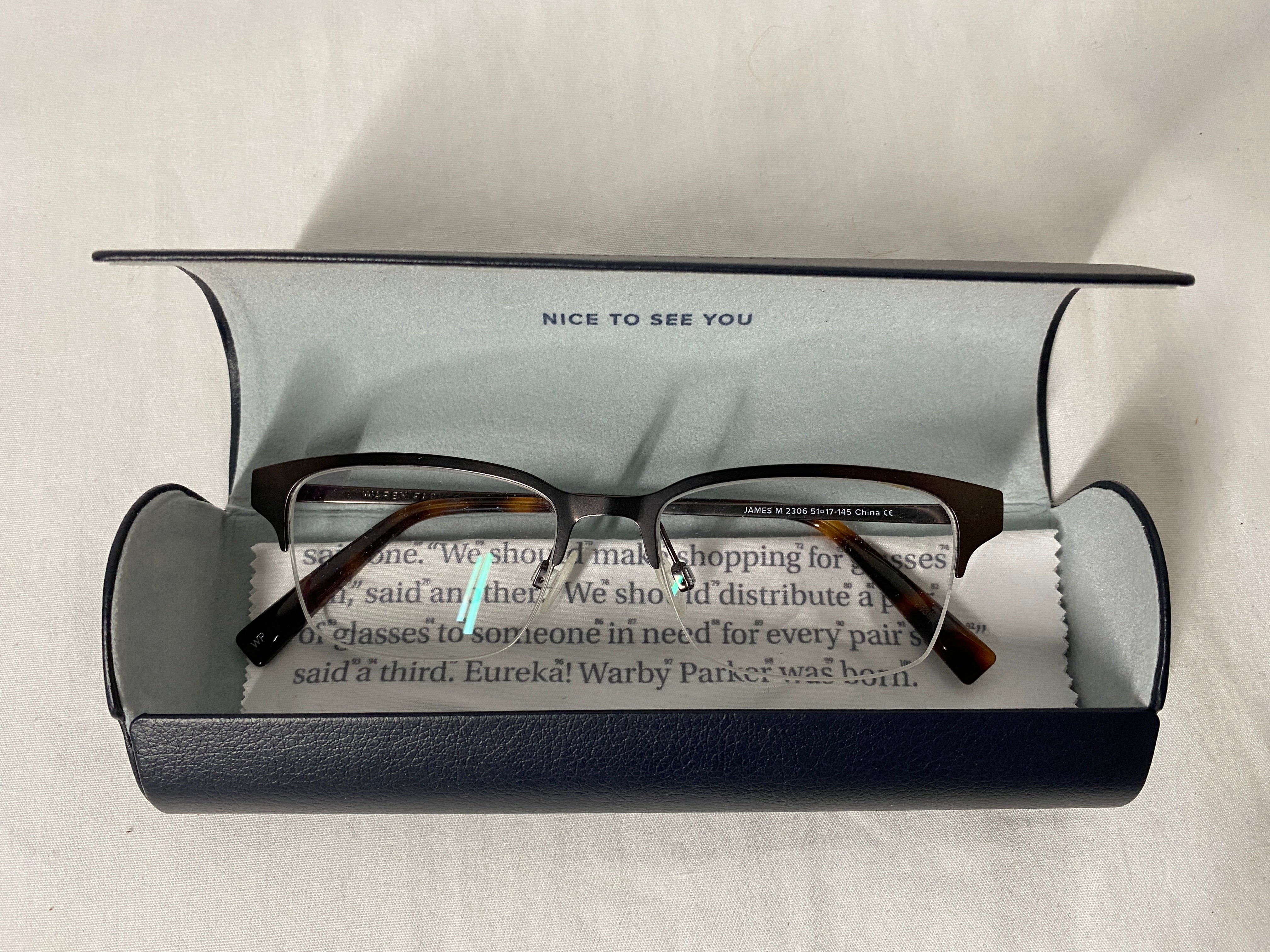 Warby Parker Eyeglasses Frame James M2306 Brown Rectangular Half Rim