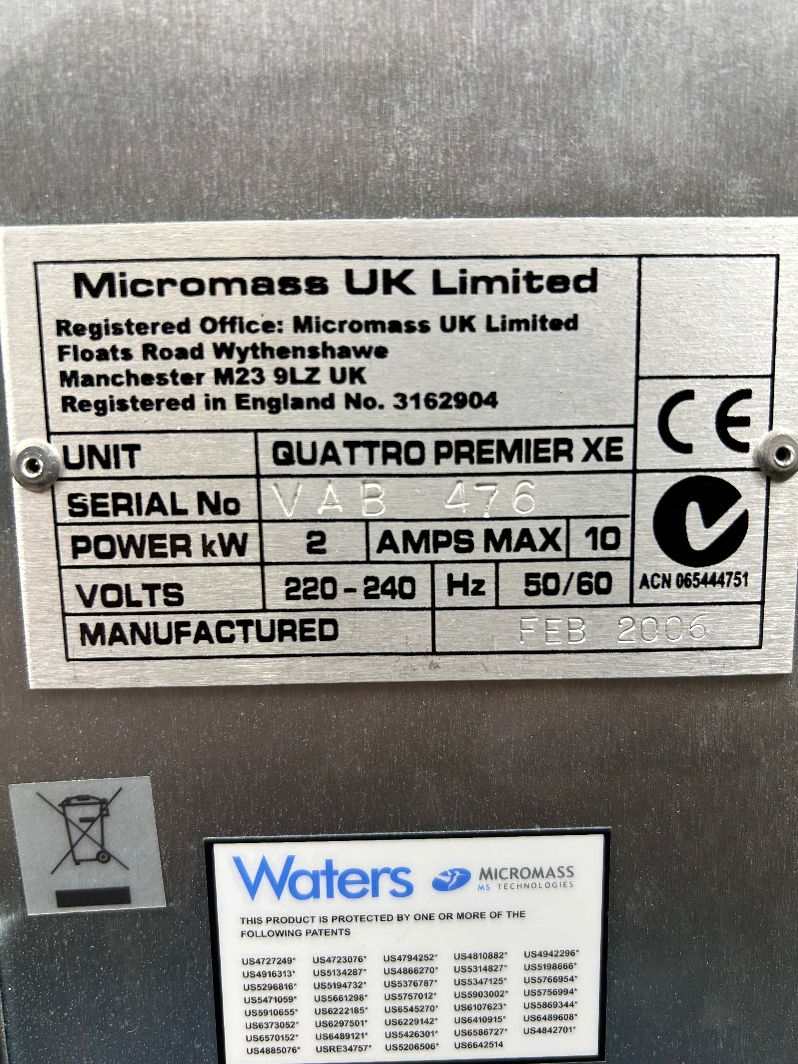 Waters Quattro Premier XE Triple Quadrupole Mass Spectrometer MS/MS *Untested*