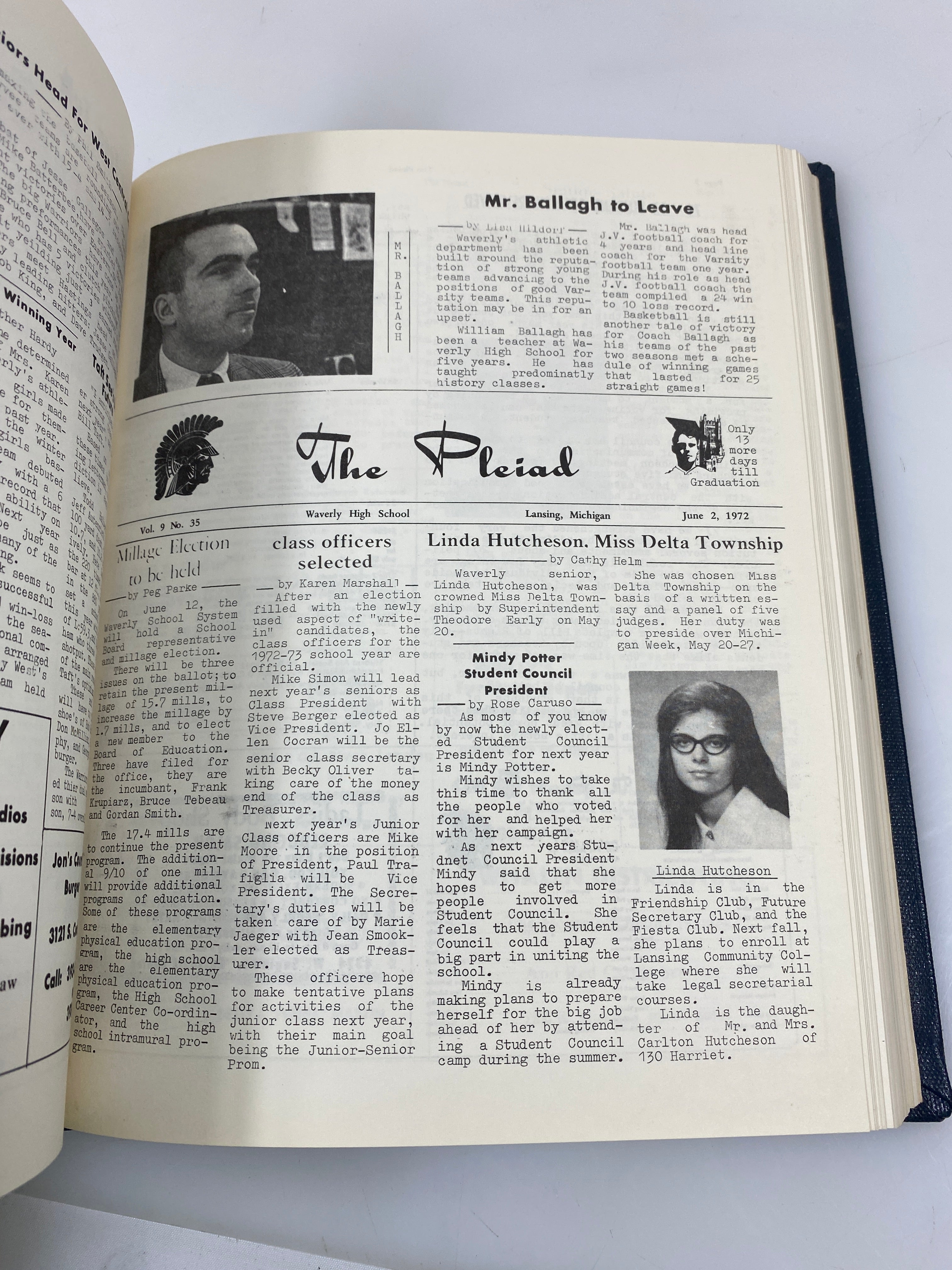 Waverly Michigan Pleiad School Newspaper 1969-1972 Bound