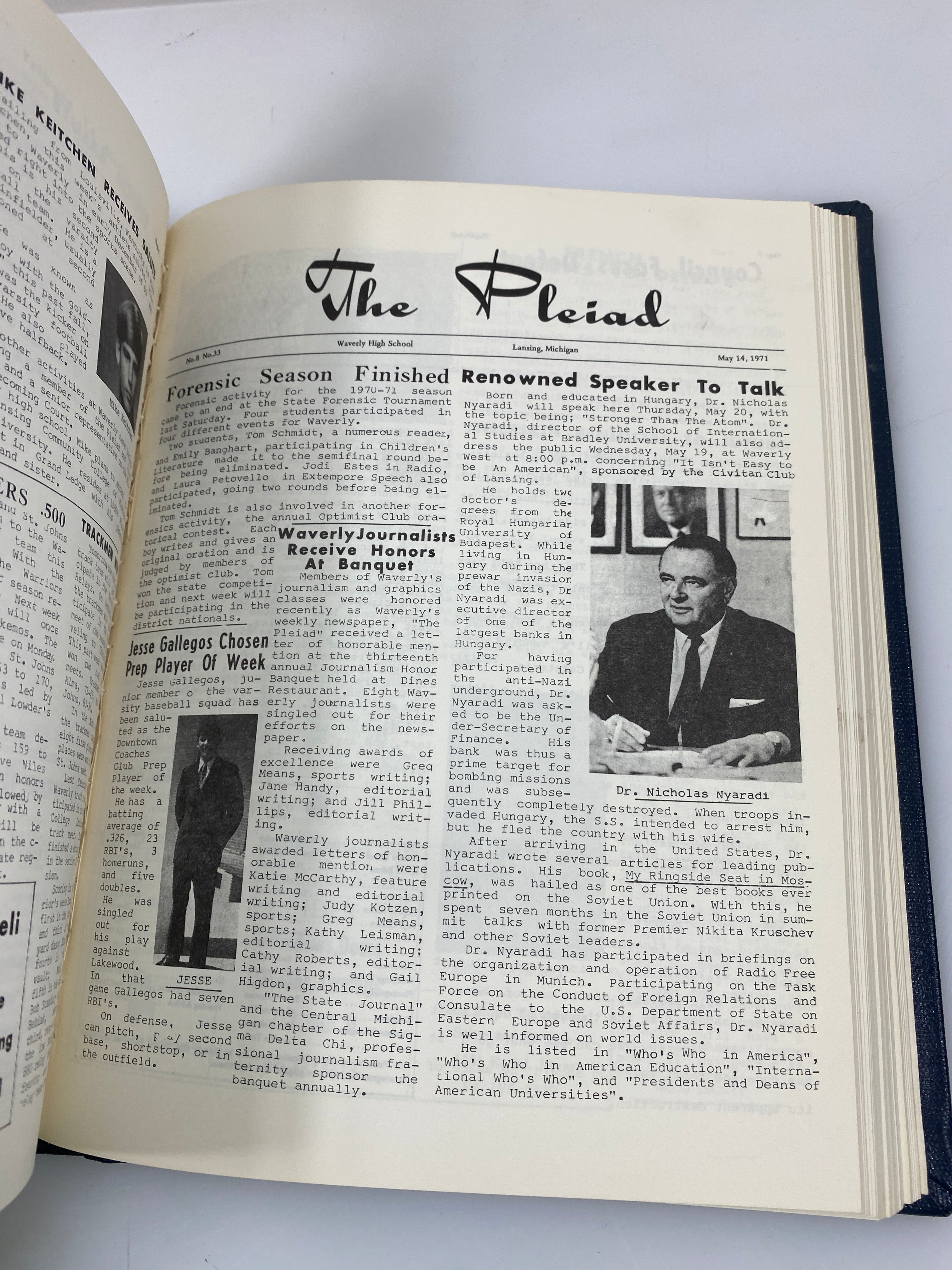 Waverly Michigan Pleiad School Newspaper 1969-1972 Bound