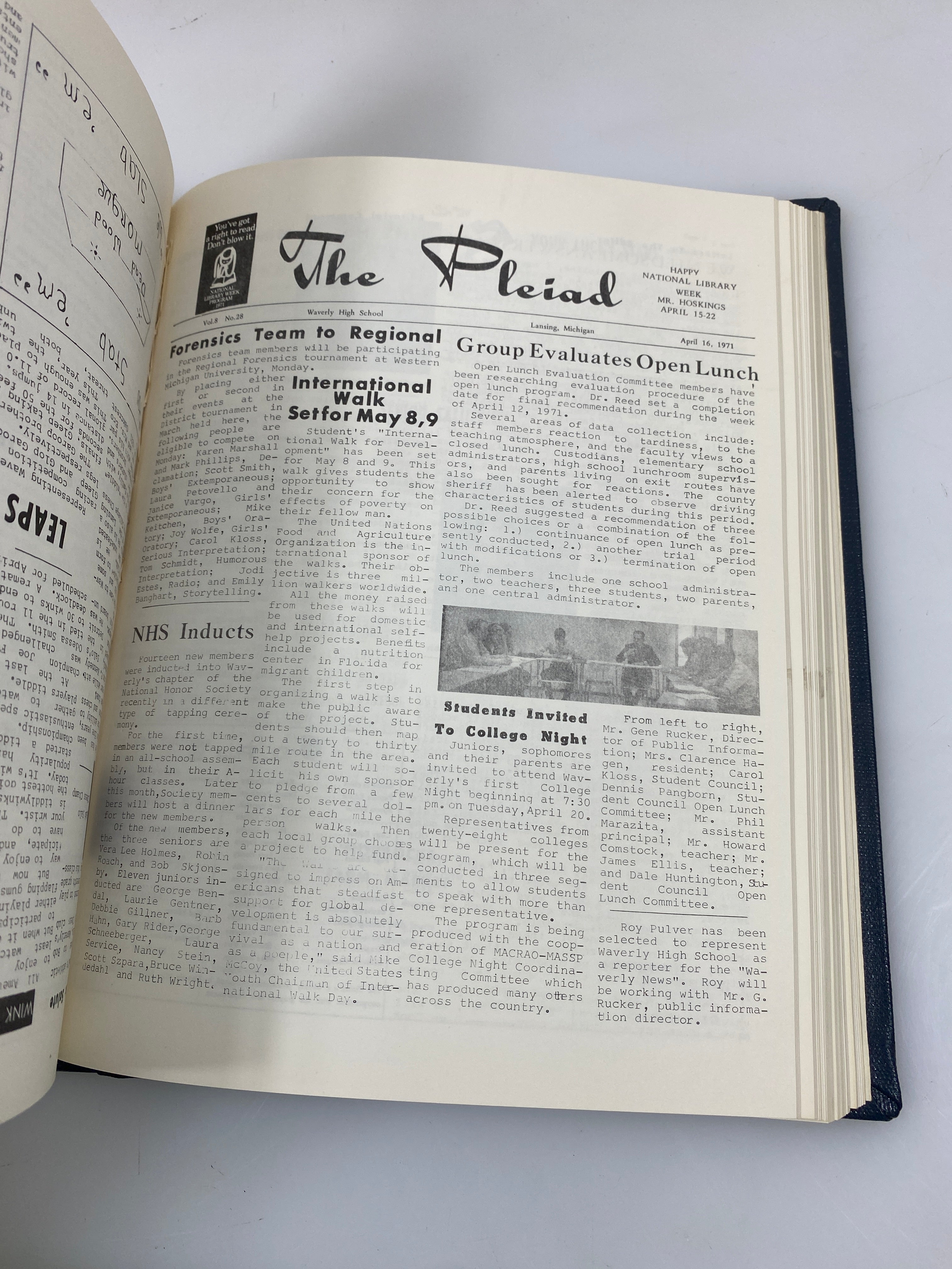 Waverly Michigan Pleiad School Newspaper 1969-1972 Bound