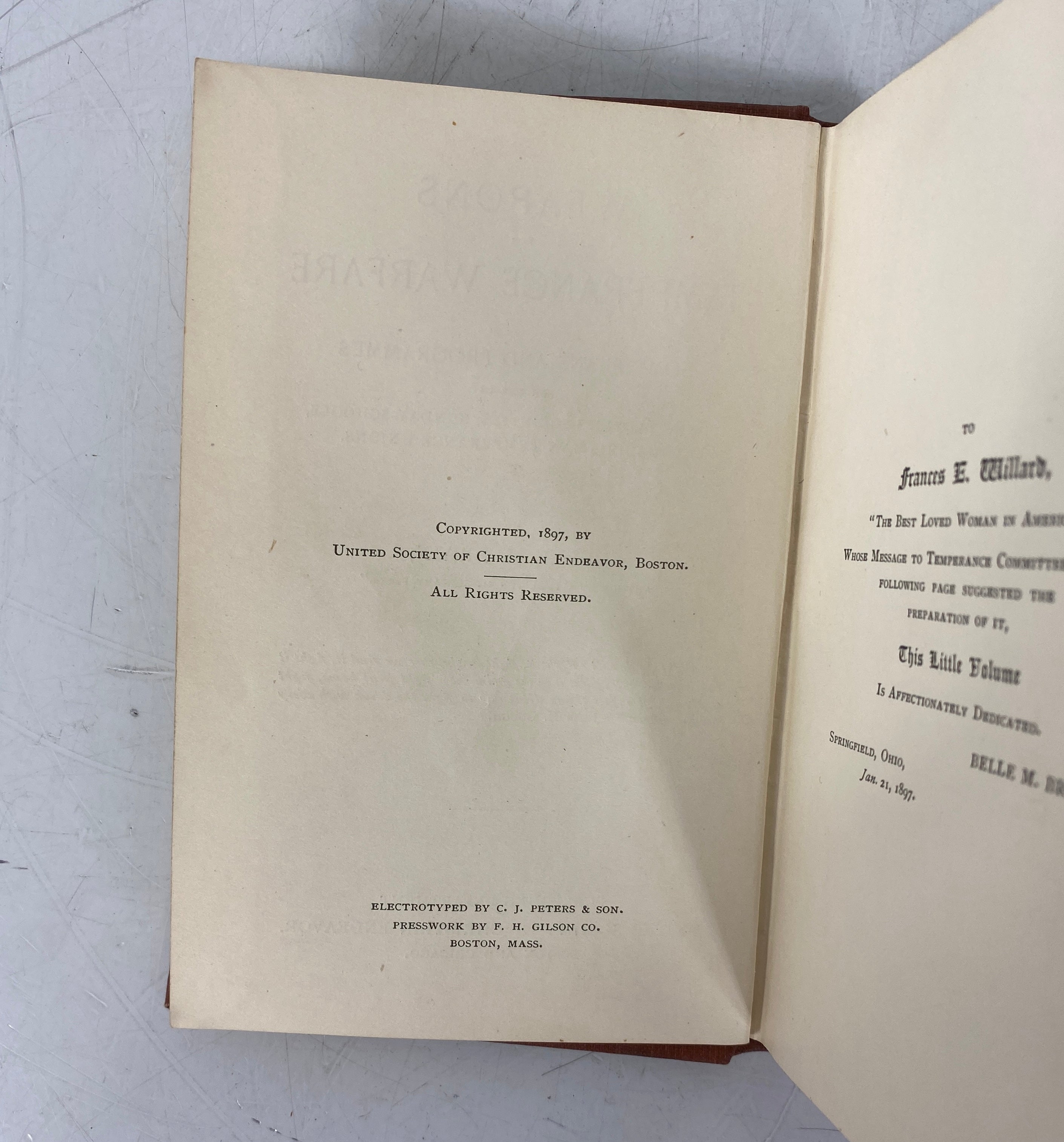 Weapons for Temperance Warfare by Belle M. Brain 1897 Antique HC