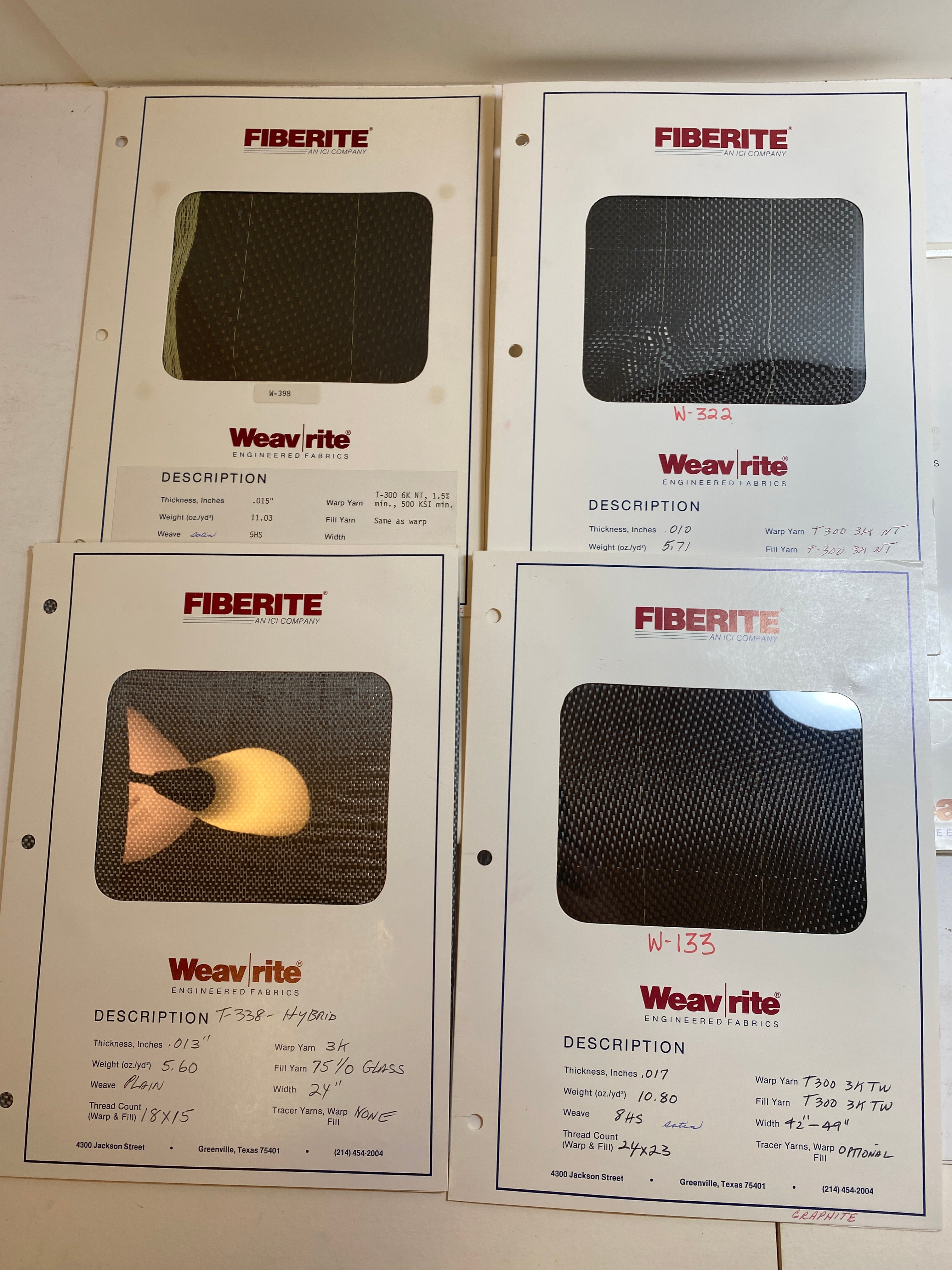 Weav Rite Engineered Fabrics Sample packet