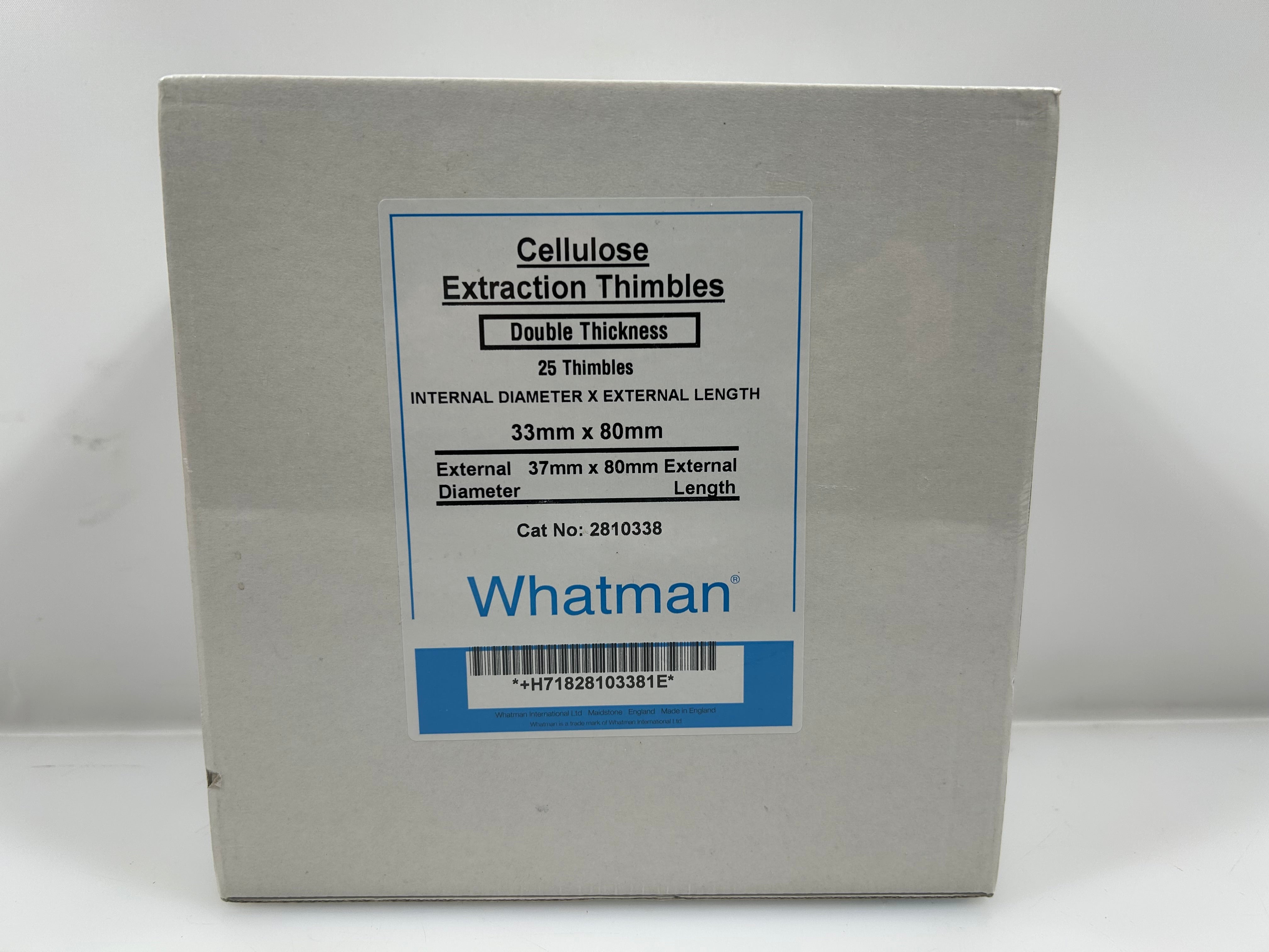 Whatman Cellulose Extraction Thimbles 33mm x 80mm (25 Count) *New*