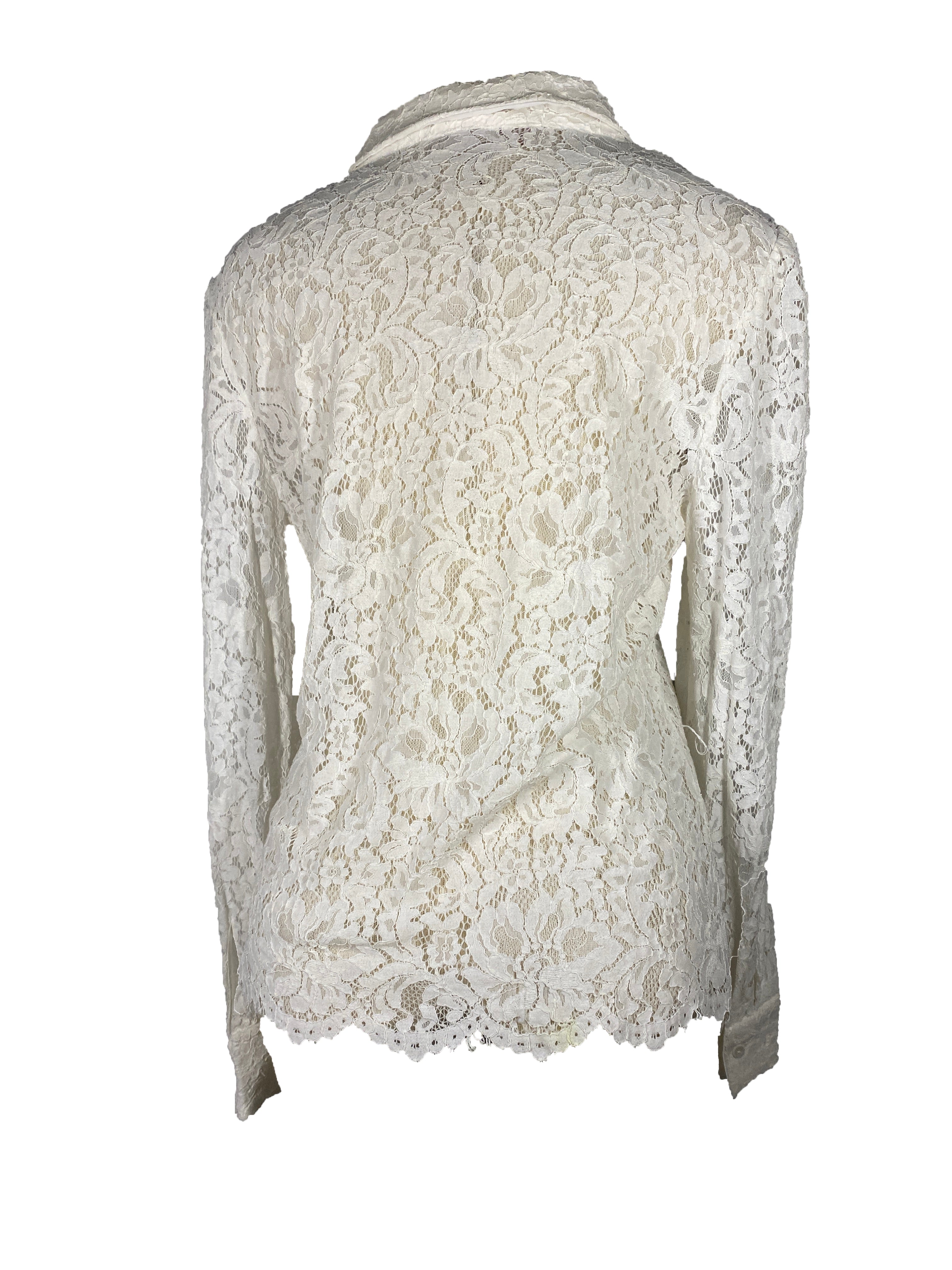 White Catherine Malandrino Lace Blouse Women's Size L