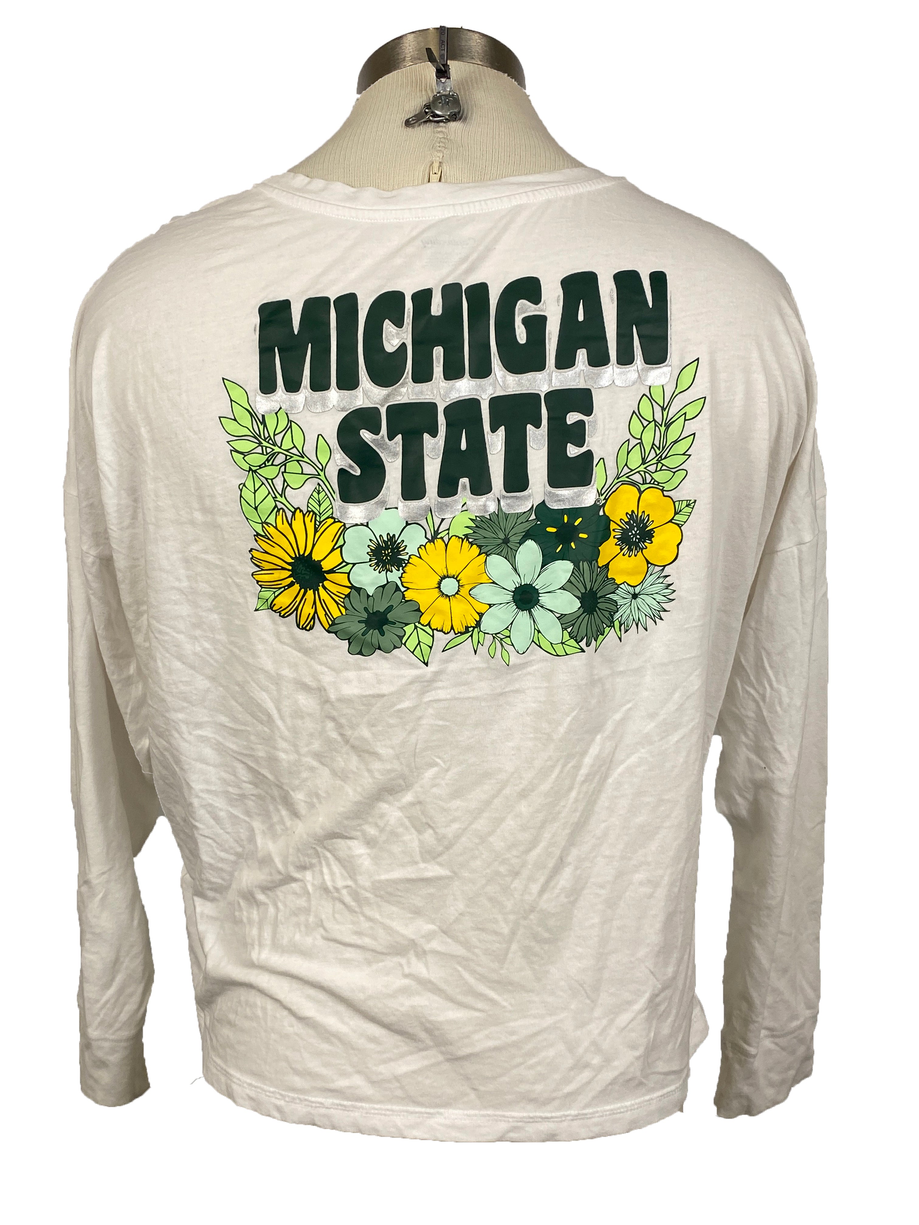 White Michigan State Long Sleeve T-Shirt Women's Size XL