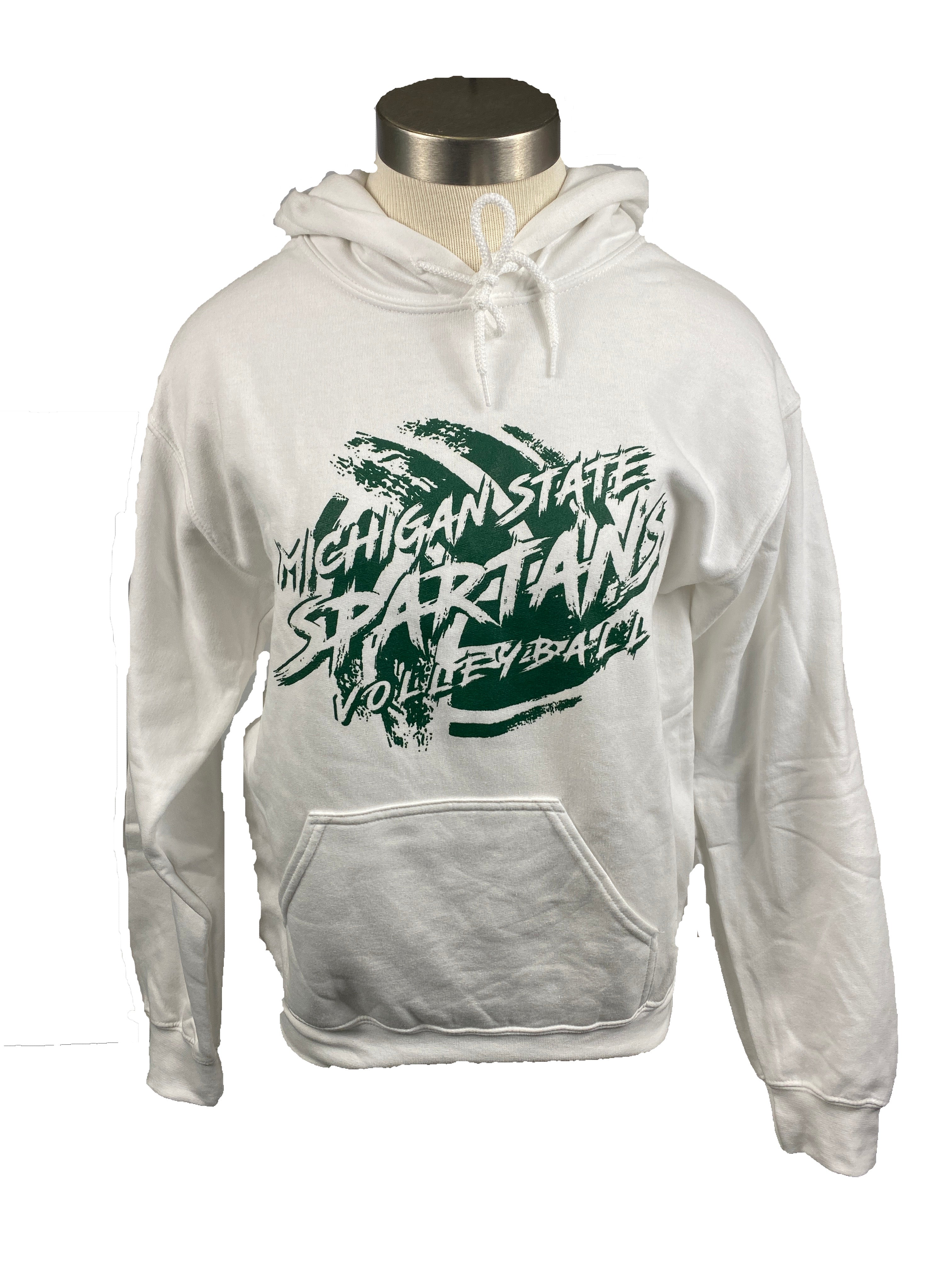 White Michigan State Spartan Volleyball Hoodie Unisex Size S