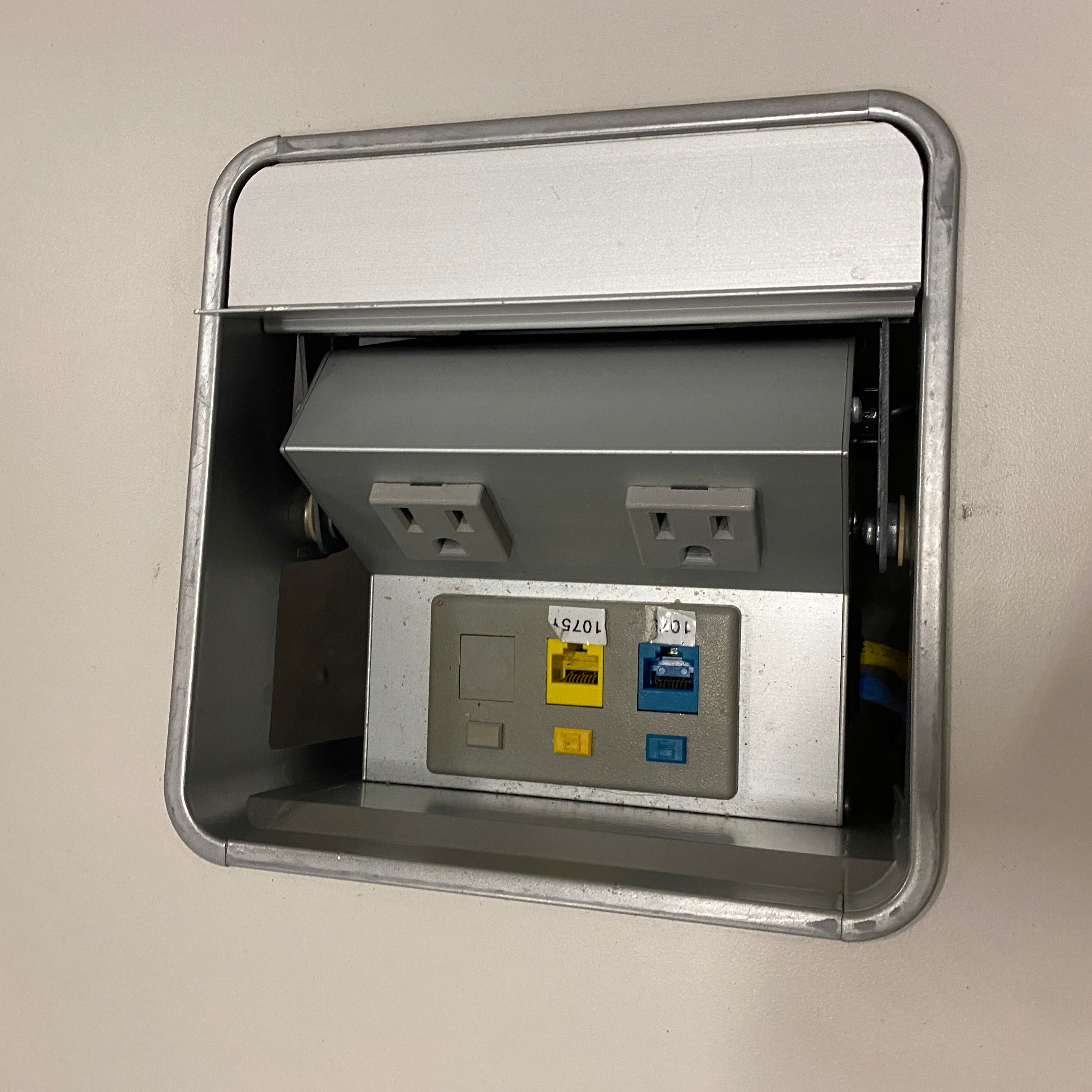 White Rectangular Laminate Table w/ Power Supply