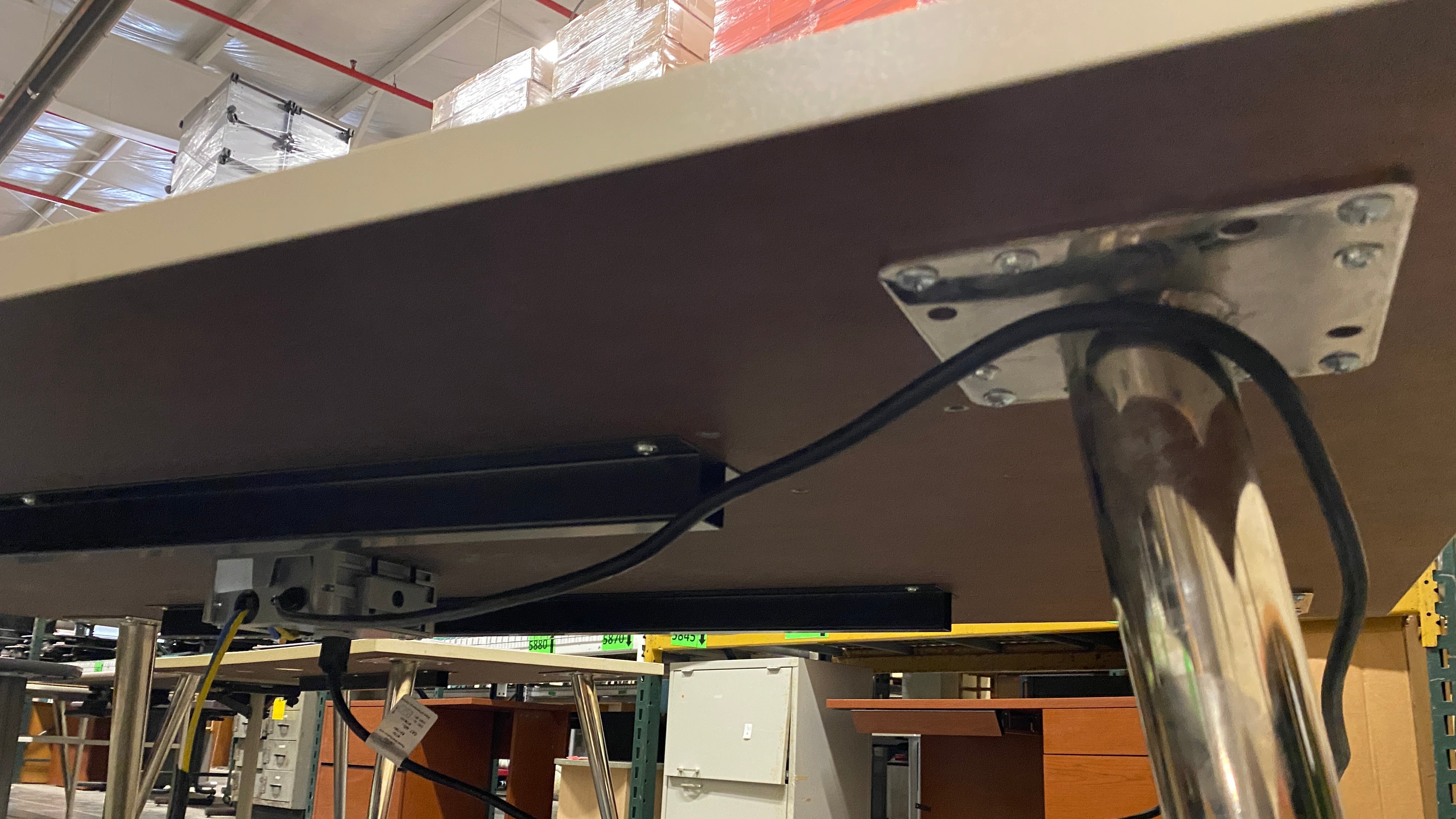White Rectangular Laminate Table w/ Power Supply