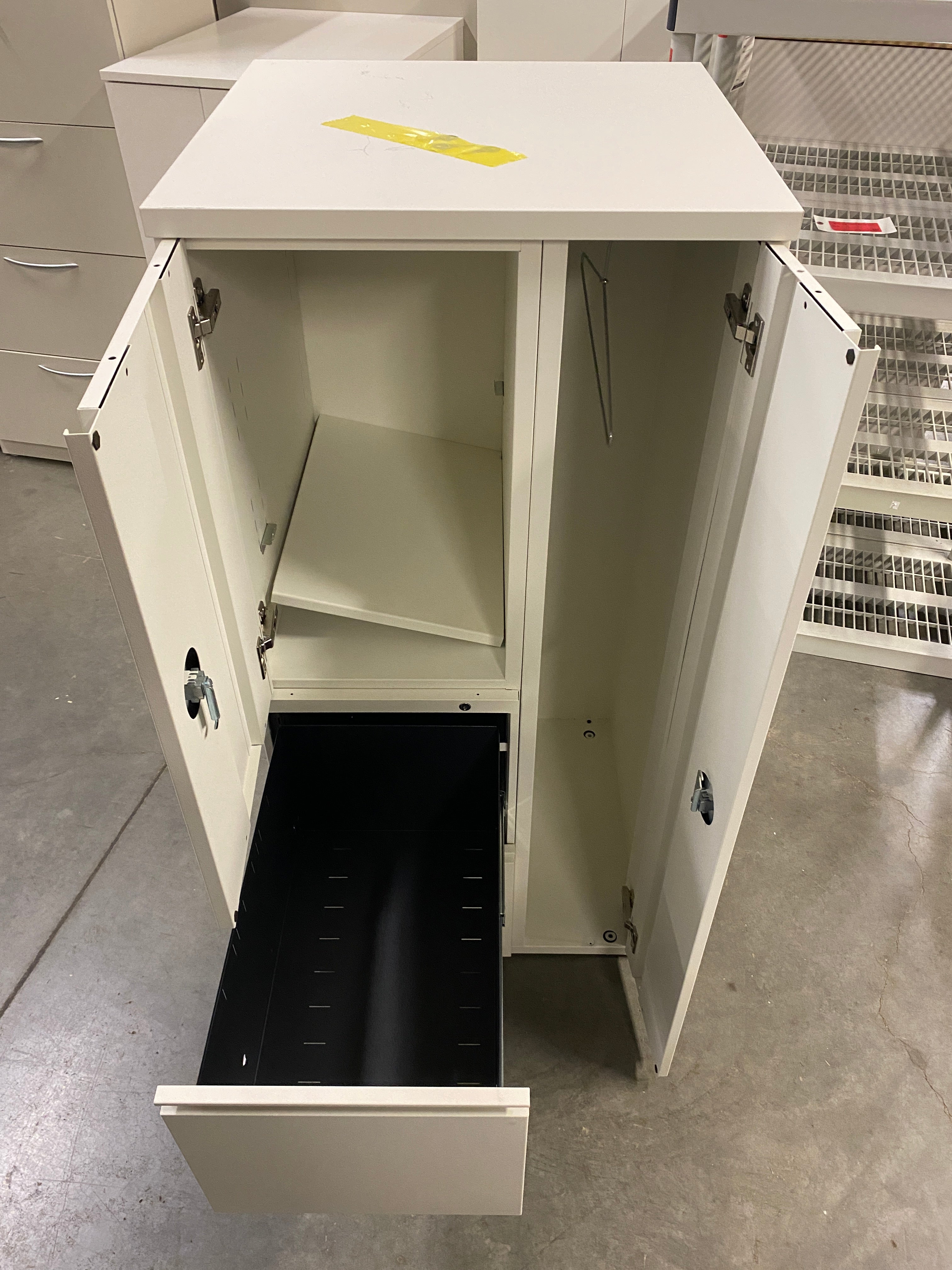 White Right Opening Cabinet w/ Drawers and Shelves