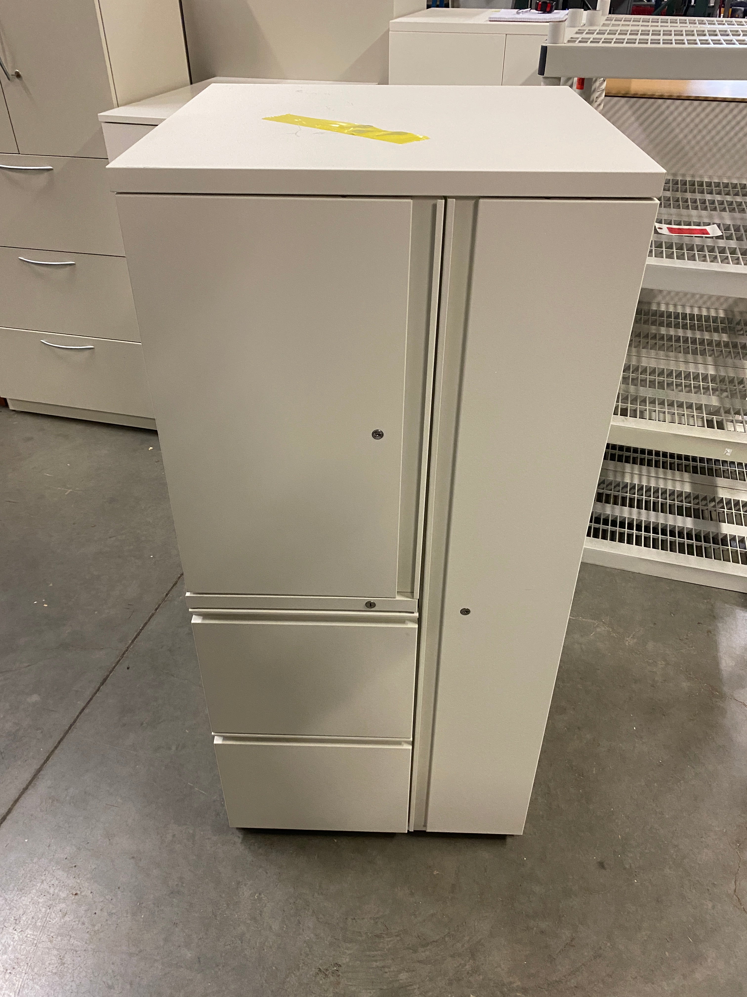 White Right Opening Cabinet w/ Drawers and Shelves