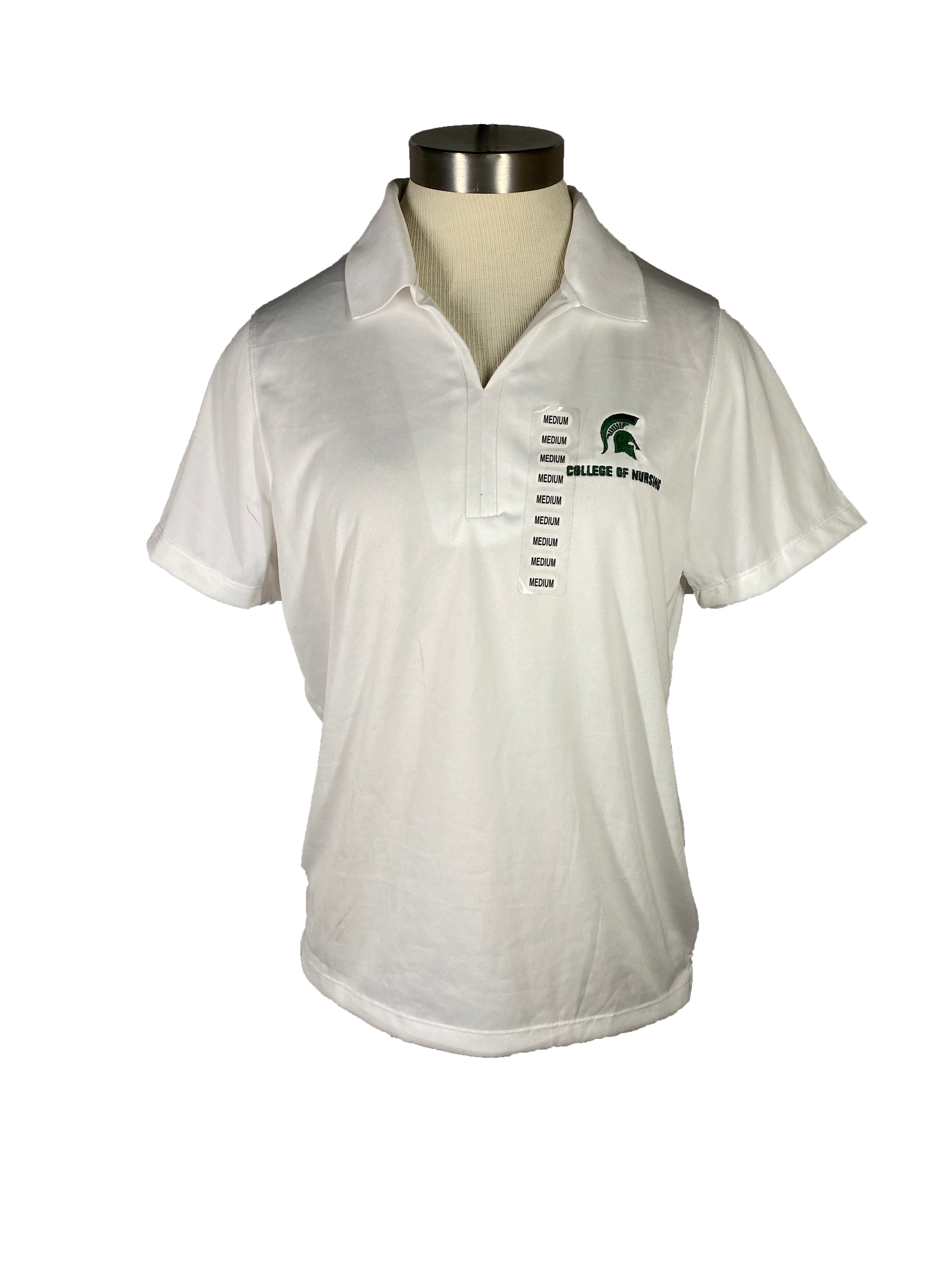 White Spartan Spirit Shop College of Nursing V-Neck Shirt Women's Size S