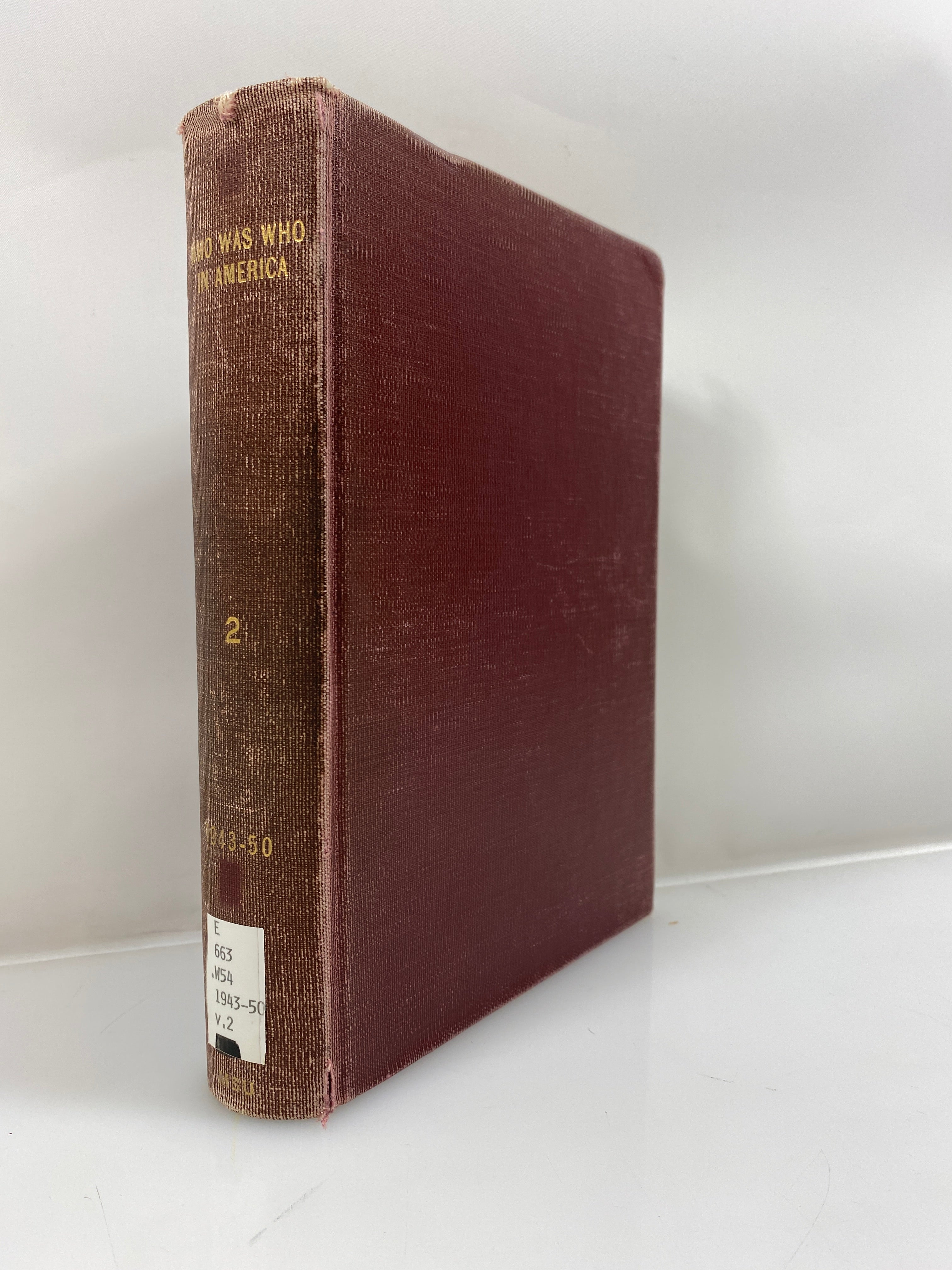 Who Was Who in America Vol. 2 Ex-library 1950 HC