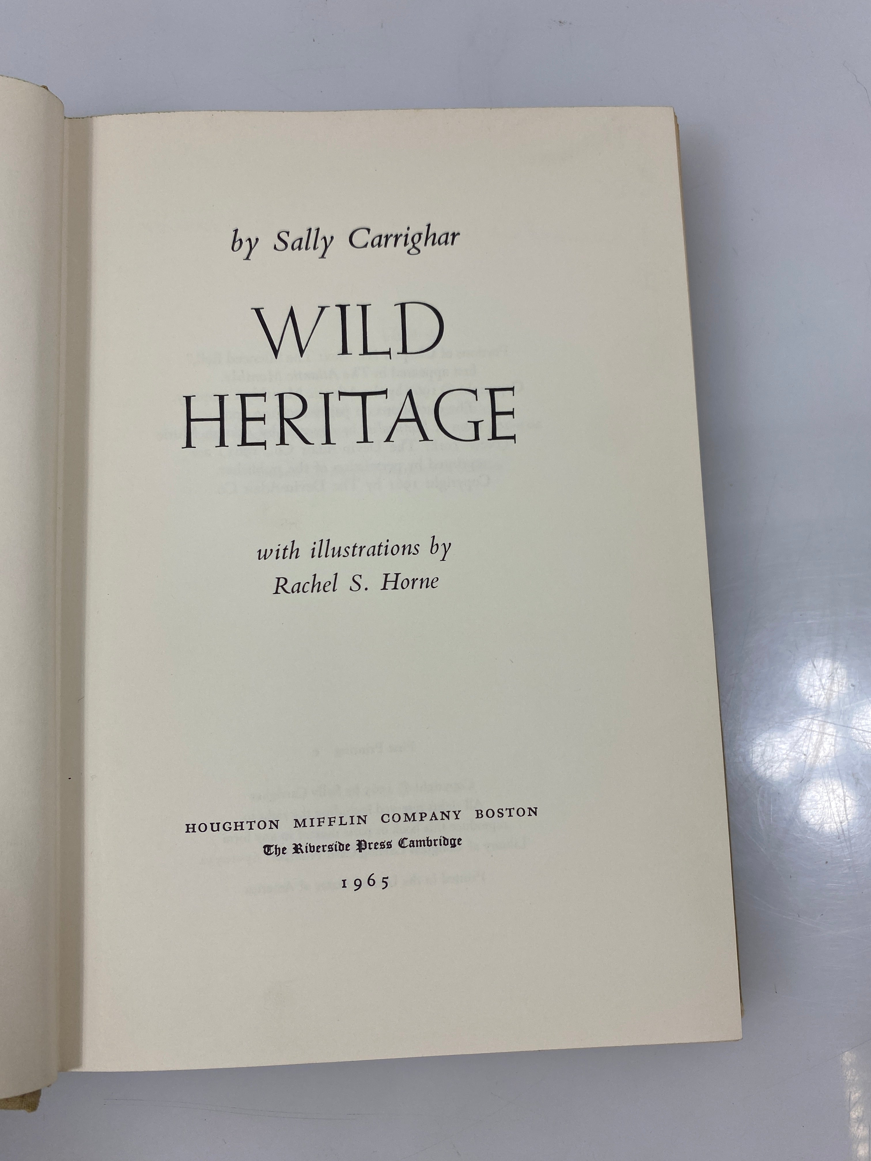 Wild Heritage by Carrighar Ex-library 1965 HCDJ