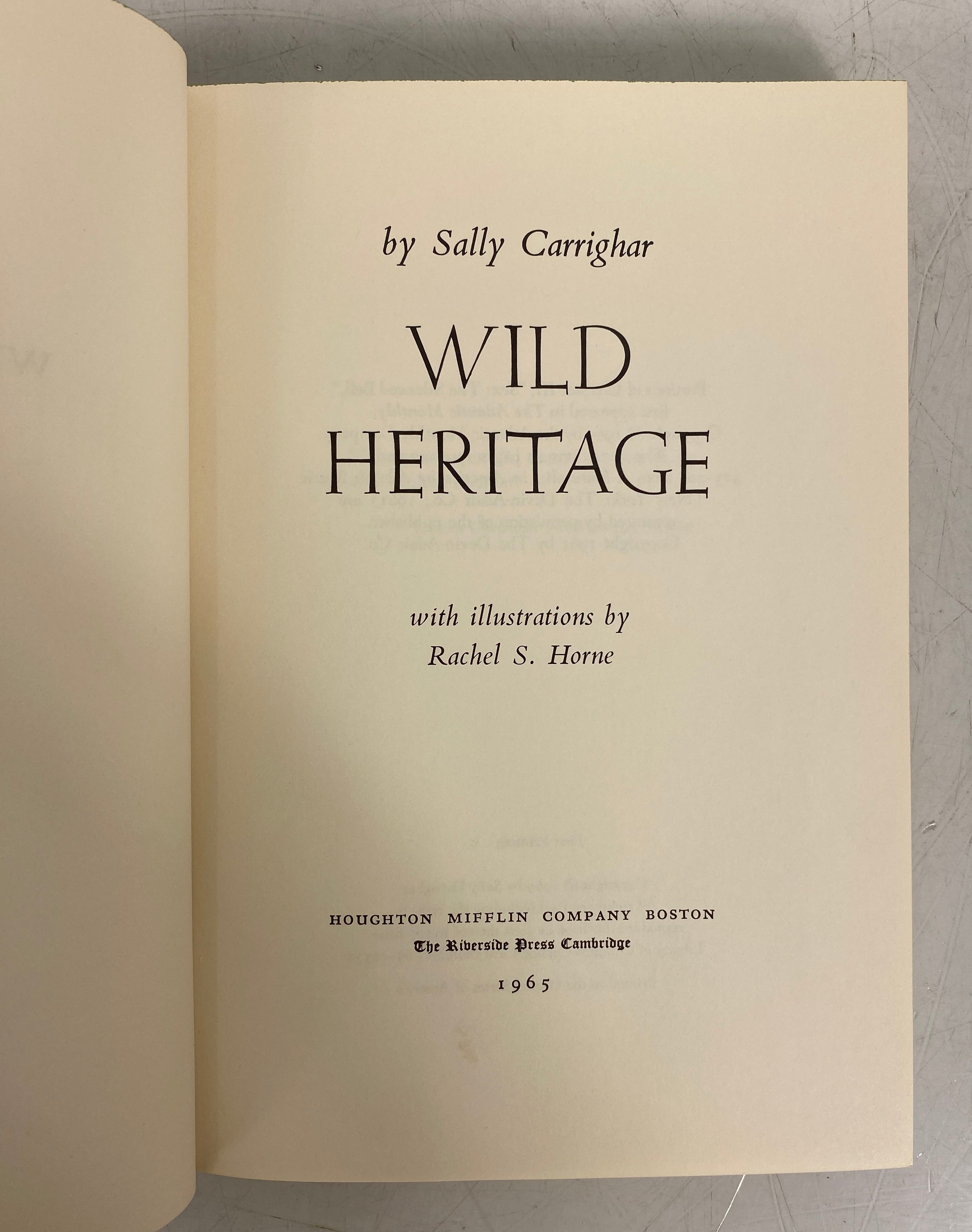 Wild Heritage by Sally Carrighar 1965 First Printing HC DJ