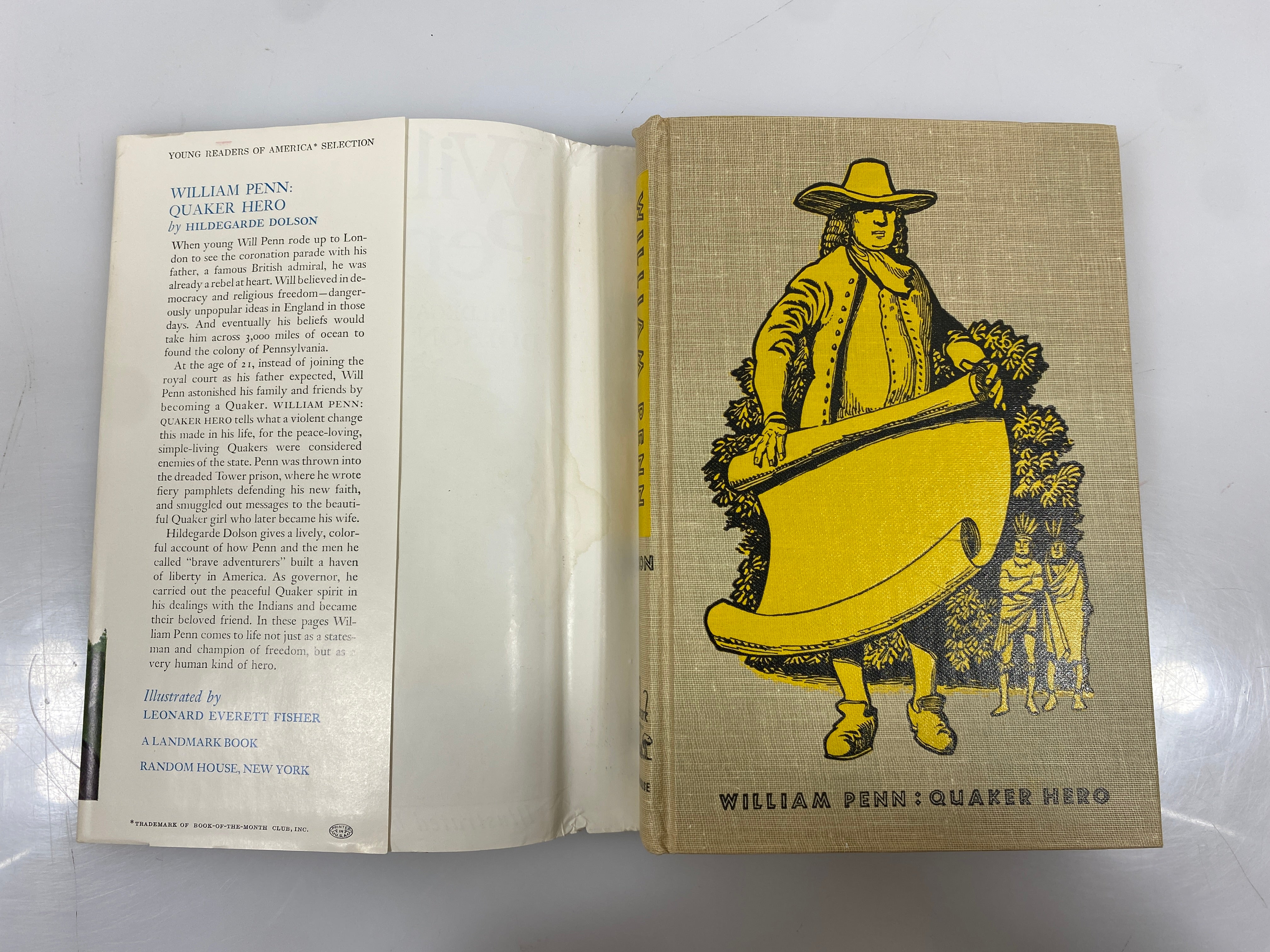 William Penn Quaker Hero Hidegarde Dolson Random House 1961 HCDJ