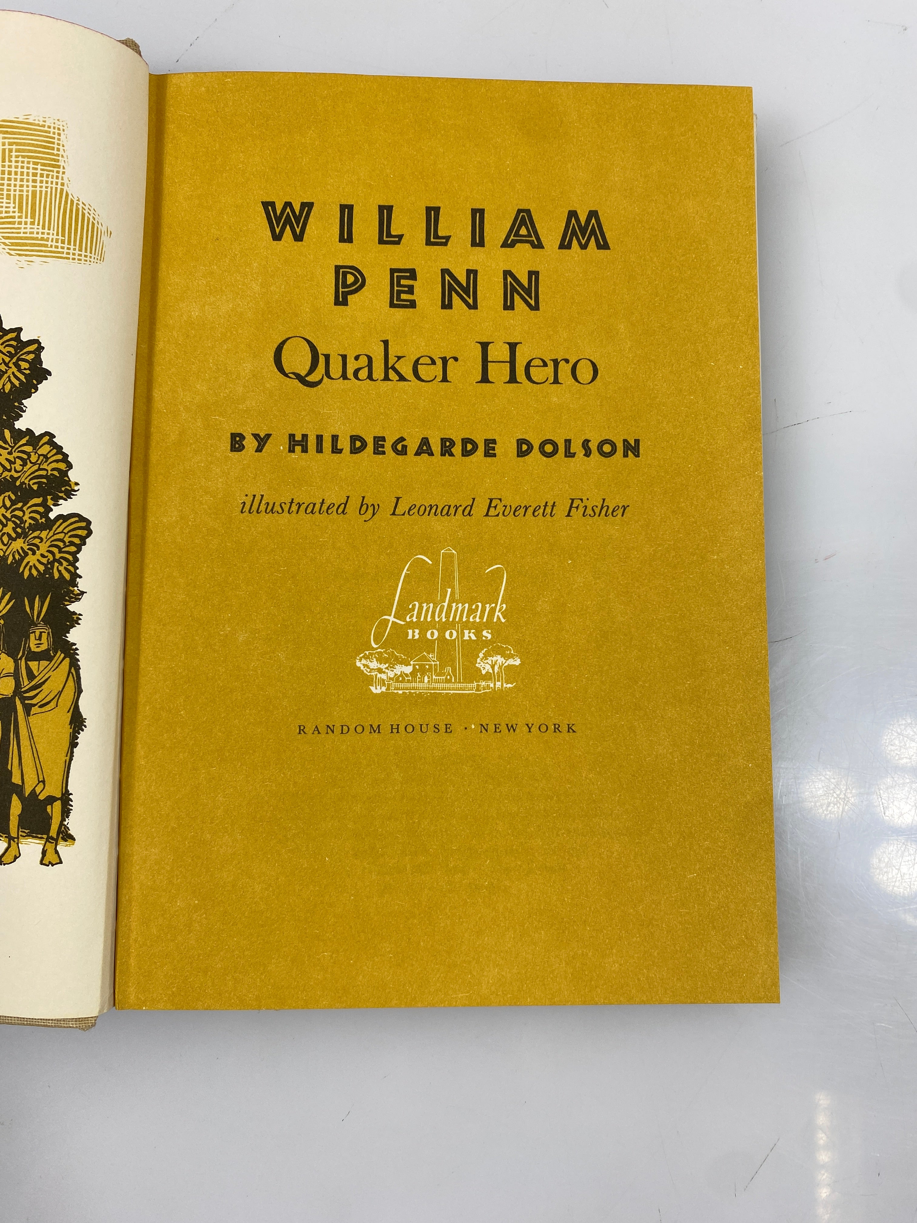 William Penn Quaker Hero Hidegarde Dolson Random House 1961 HCDJ