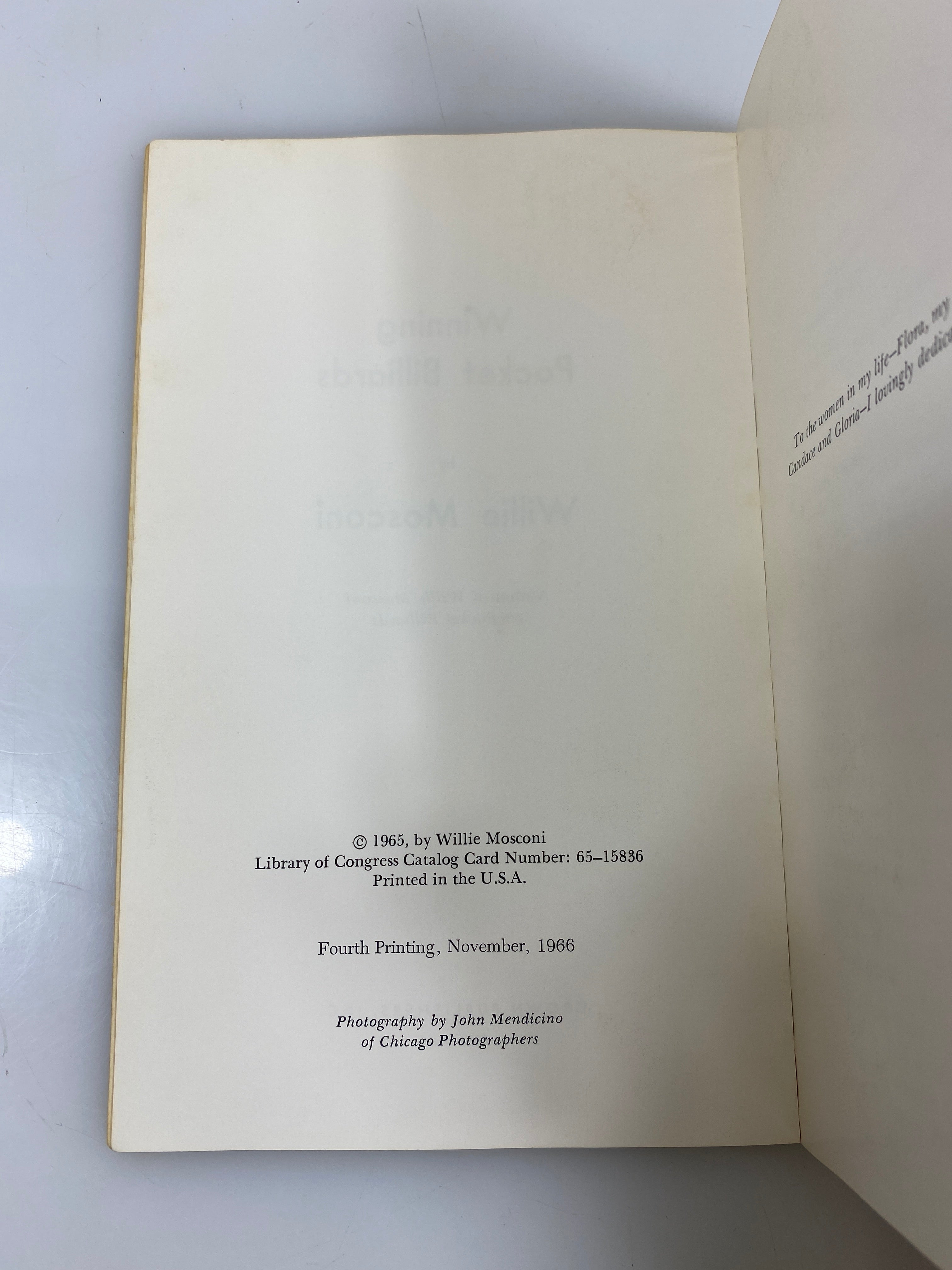 Winning Pocket Billiards by Willie Mosconi 4th Print 1966 SC