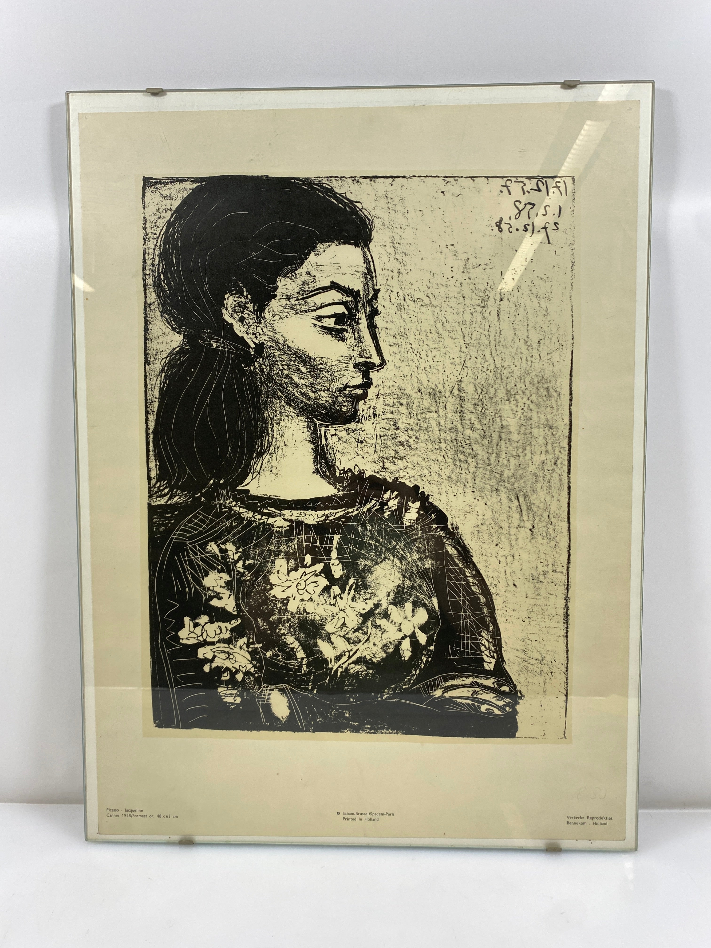 Woman With Flower Bodice Picasso Print Glass Frame