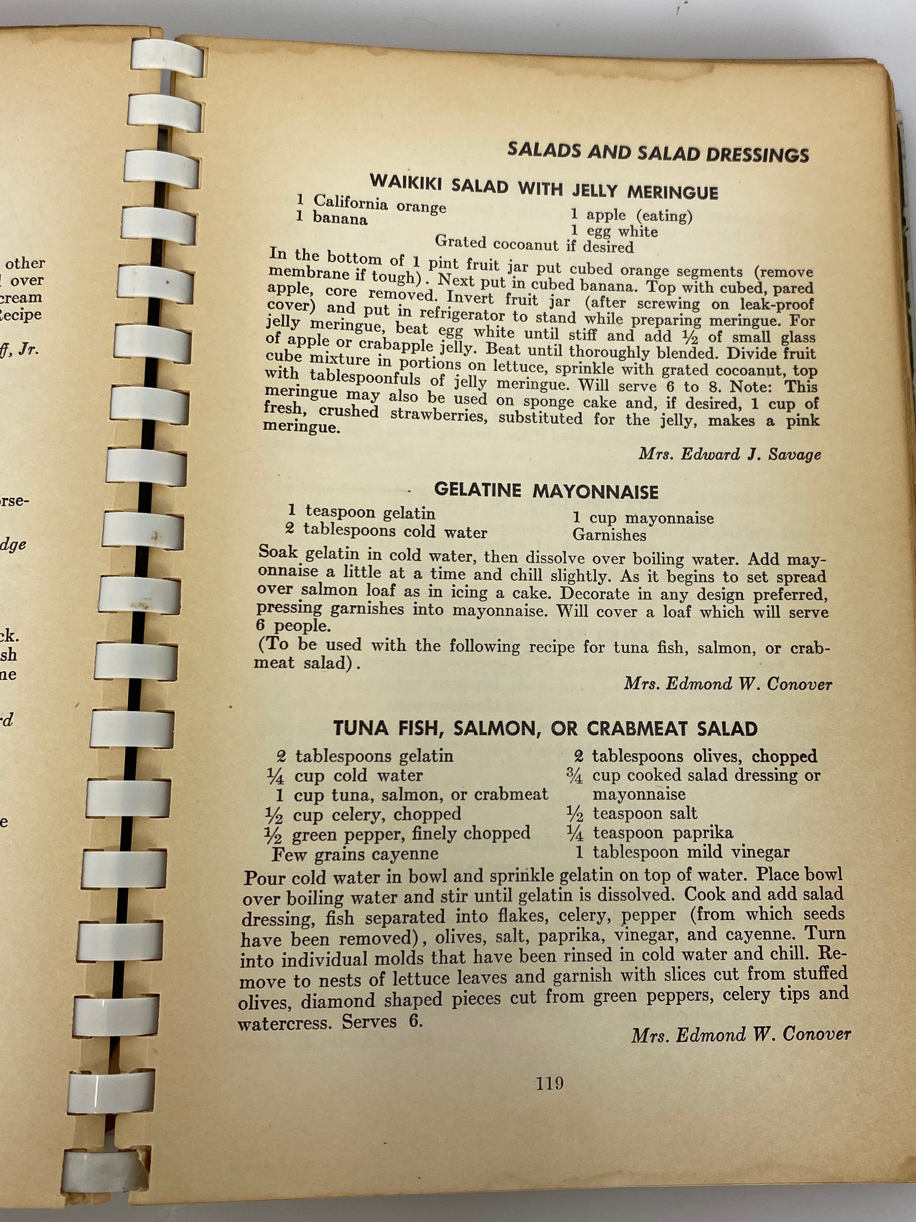 Women's City Club of Detroit Recipe Book 1947 2nd Edition Spiral Bound