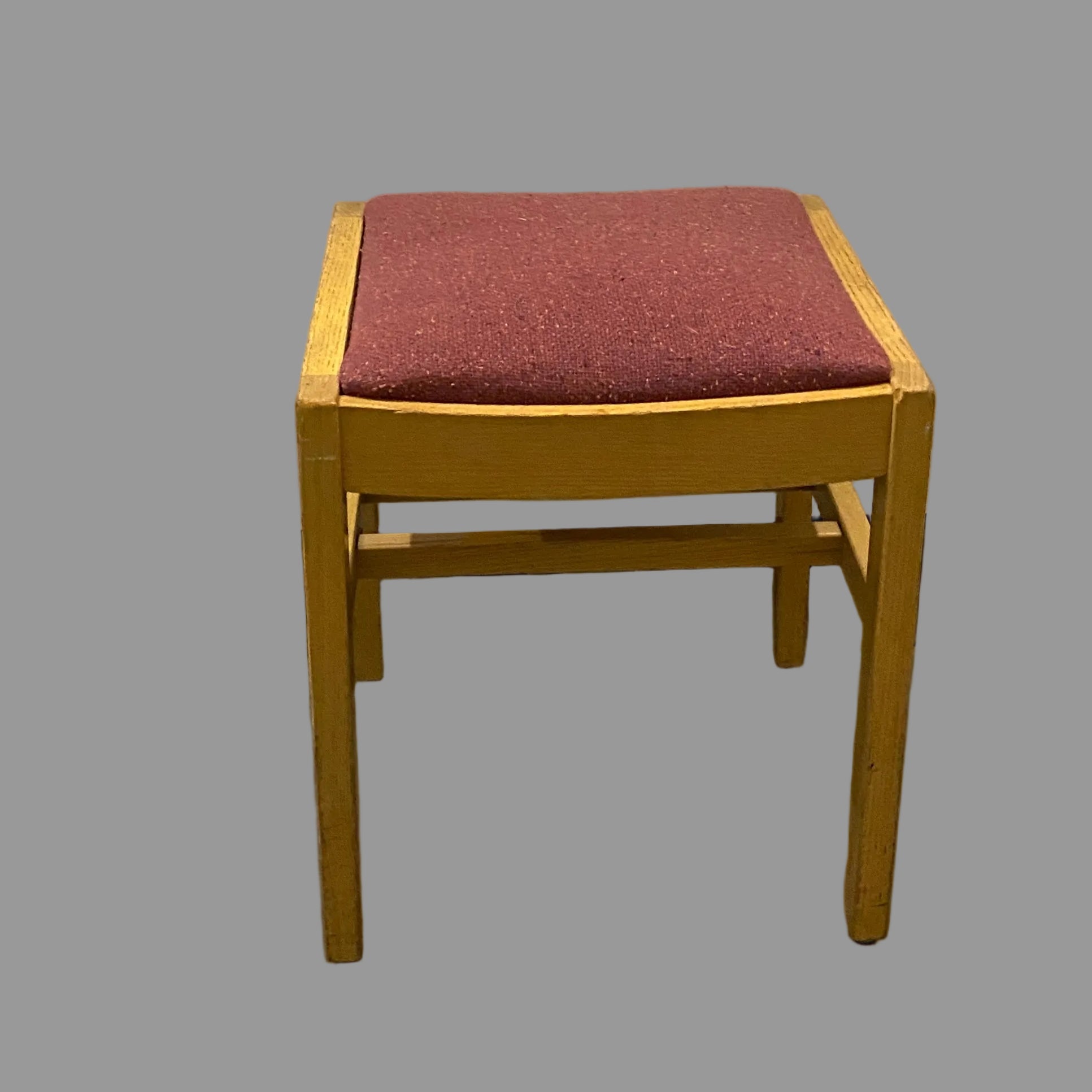 Wood Upholstered Vanity Stool / Footstool with Burgundy Fabric Seat