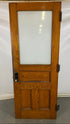 Wooden Door with Frost Pane Glass Window and Brass Knob