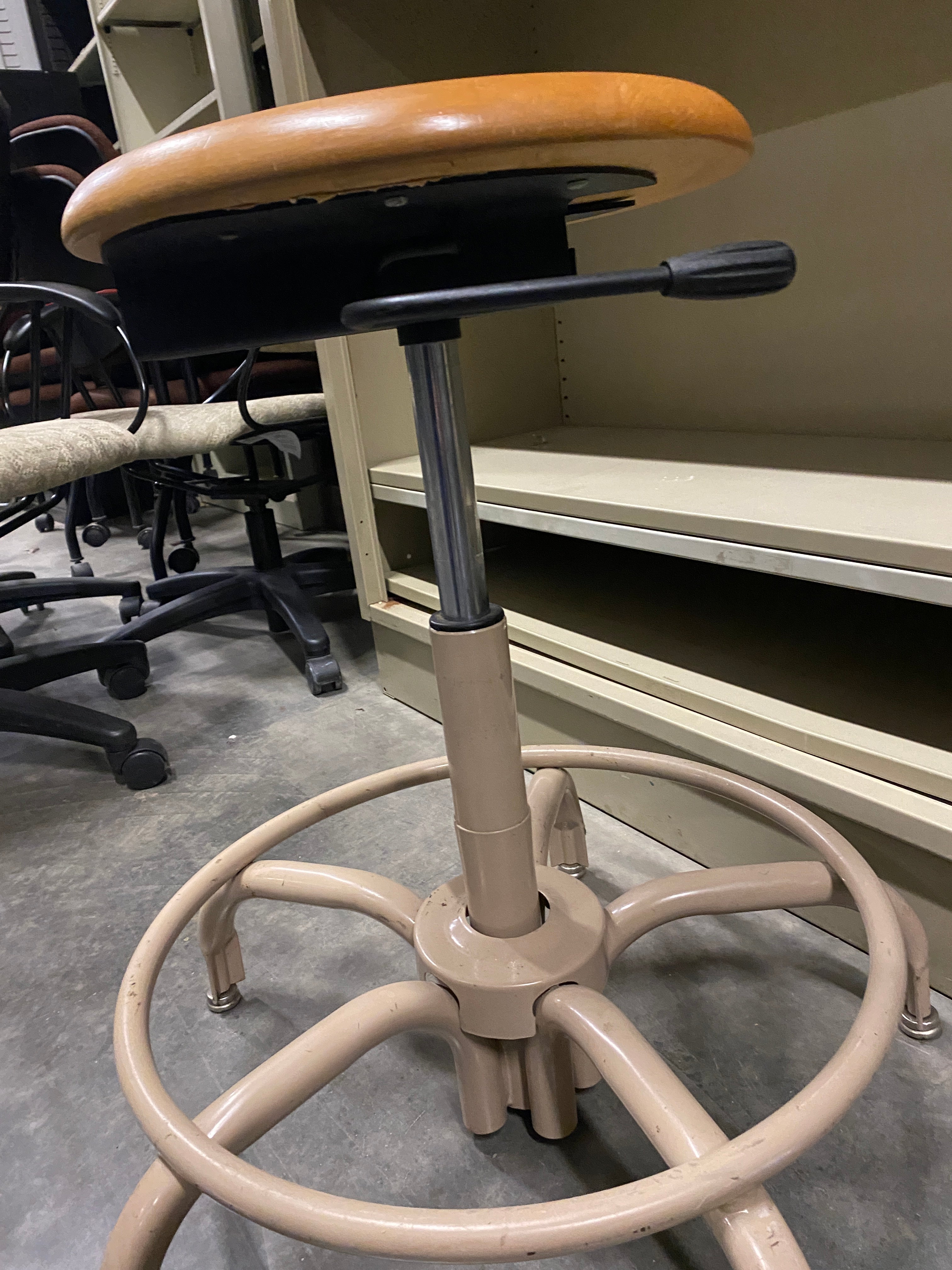 Wooden Top Stools with a Metal Frame