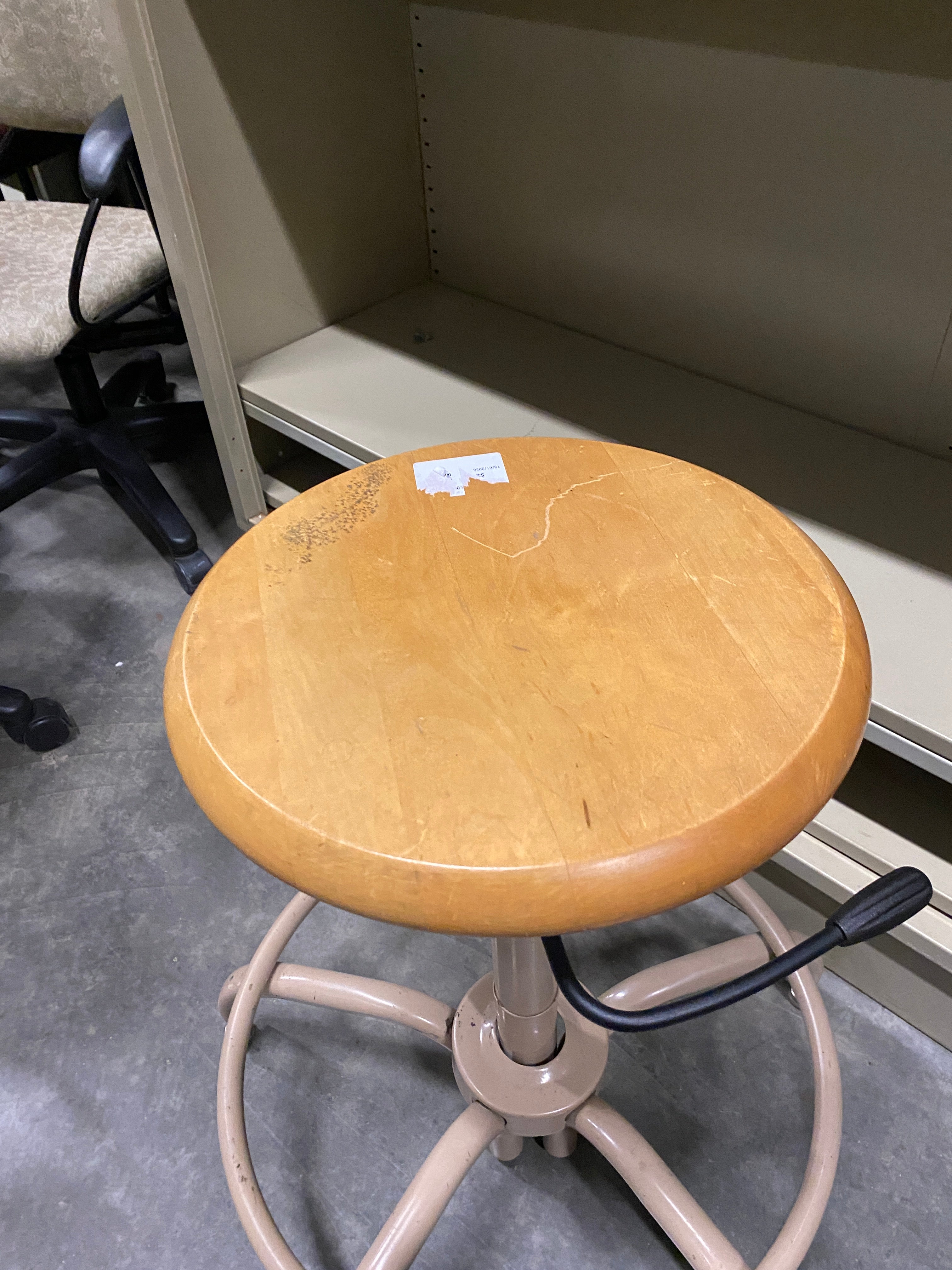 Wooden Top Stools with a Metal Frame