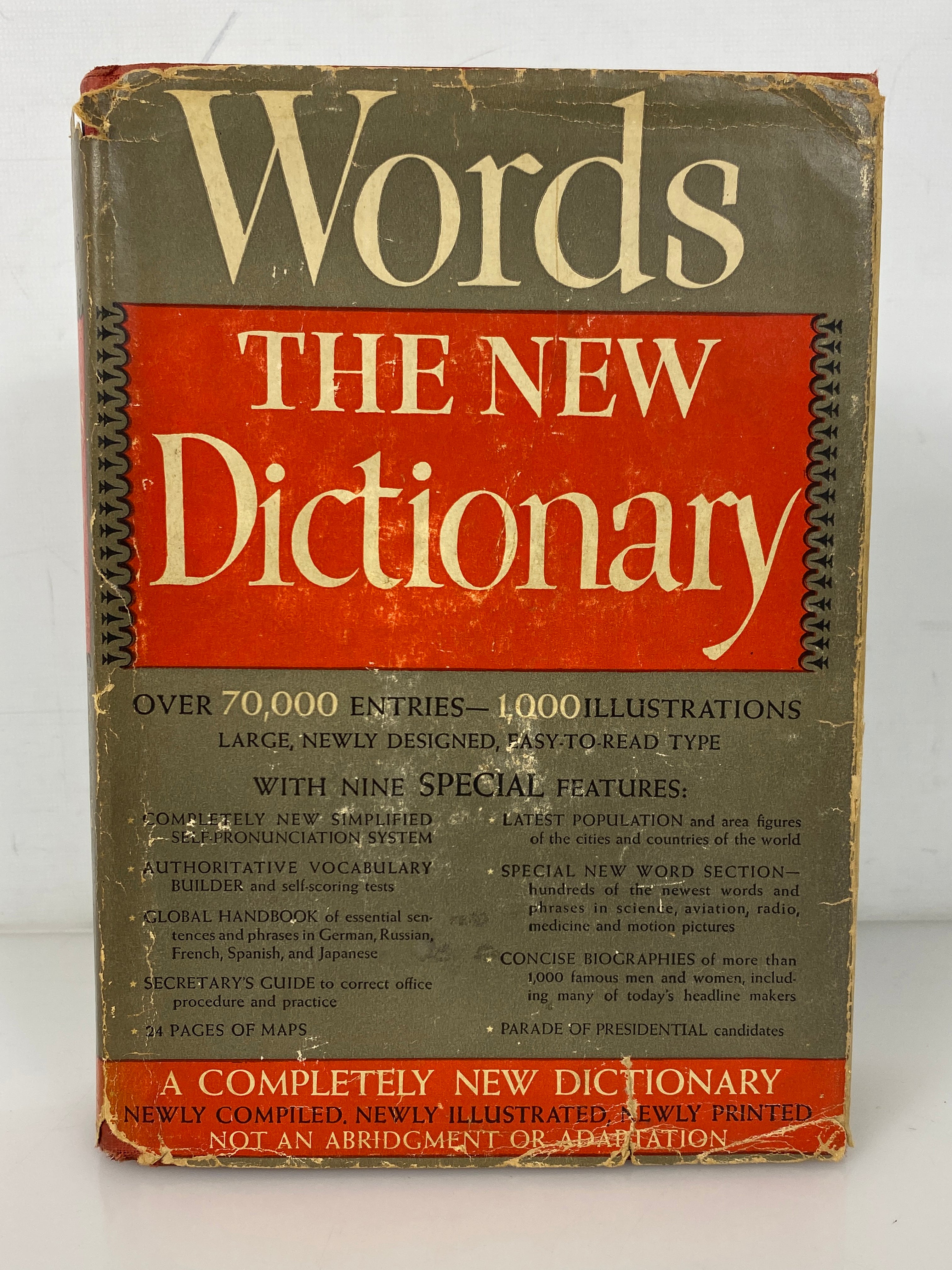 Words the New Dictionary 1947 First Edition Grosset & Dunlap HC DJ