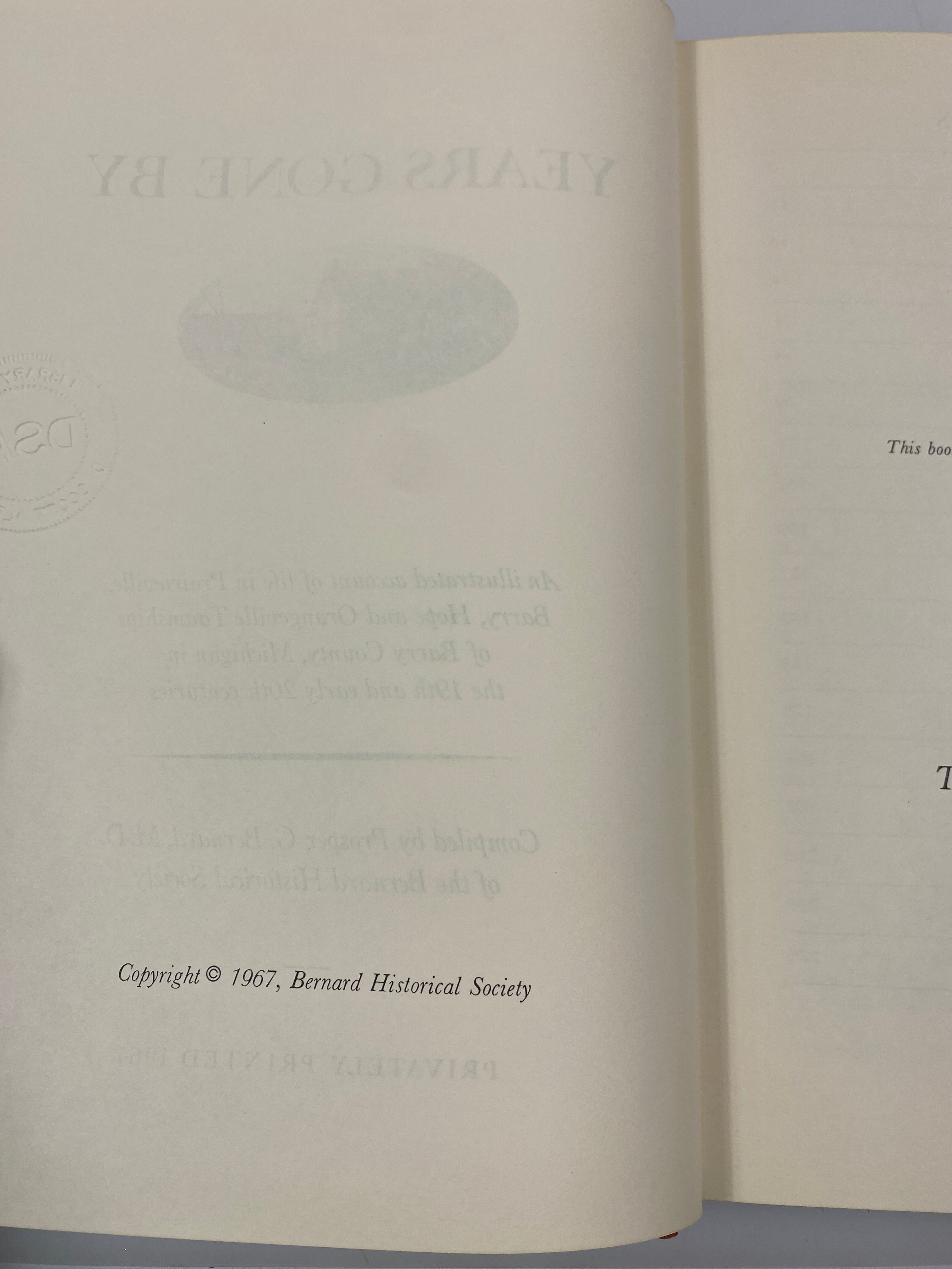 Years Gone By Bernard Michigan Historical Society HC 1967