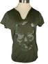 Zadig & Voltaire Dark Green Camouflage Beaded Skull Bouse Women's Size M