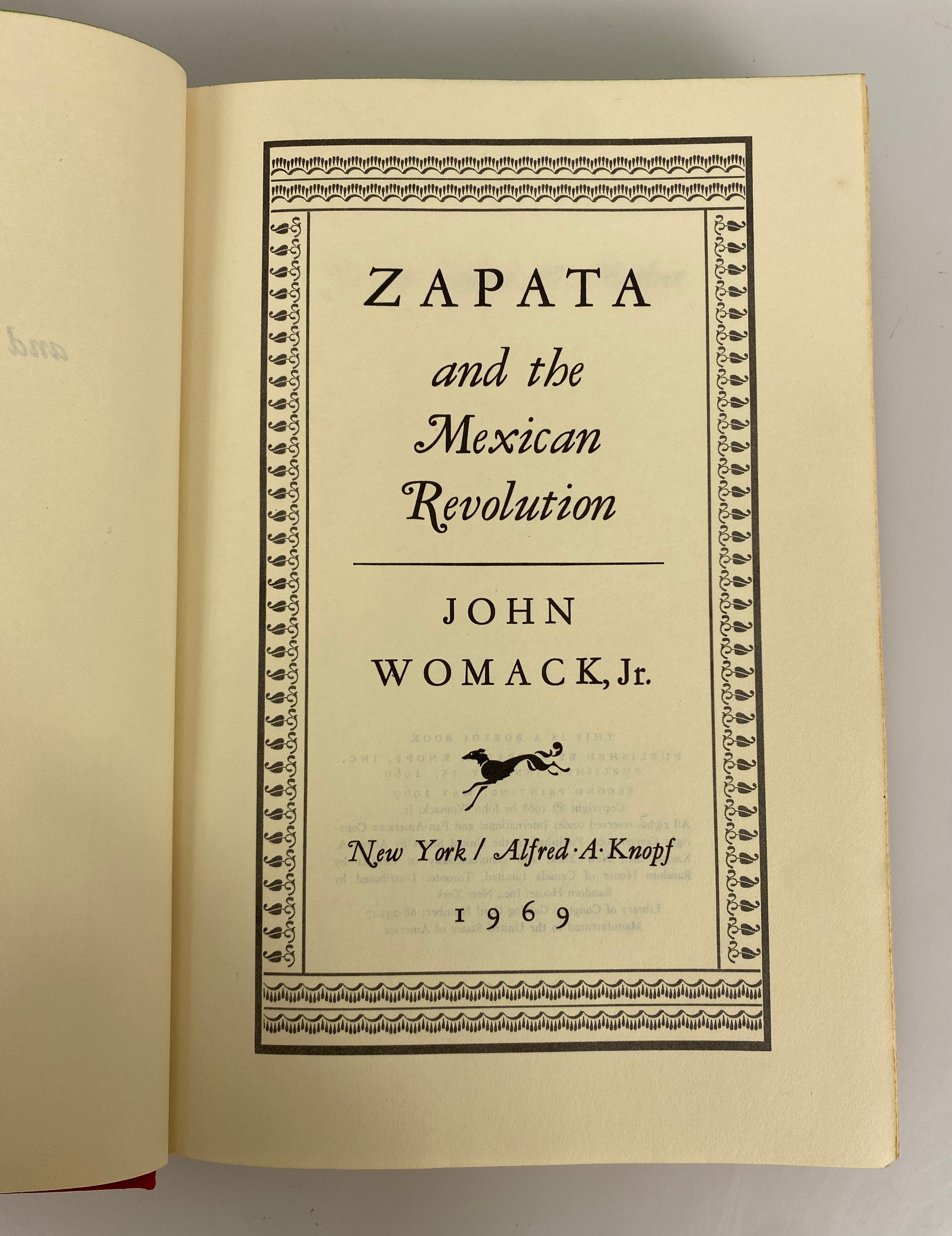 Zapata and the Mexican Revolution John Womack 1969 2nd Print HCDJ