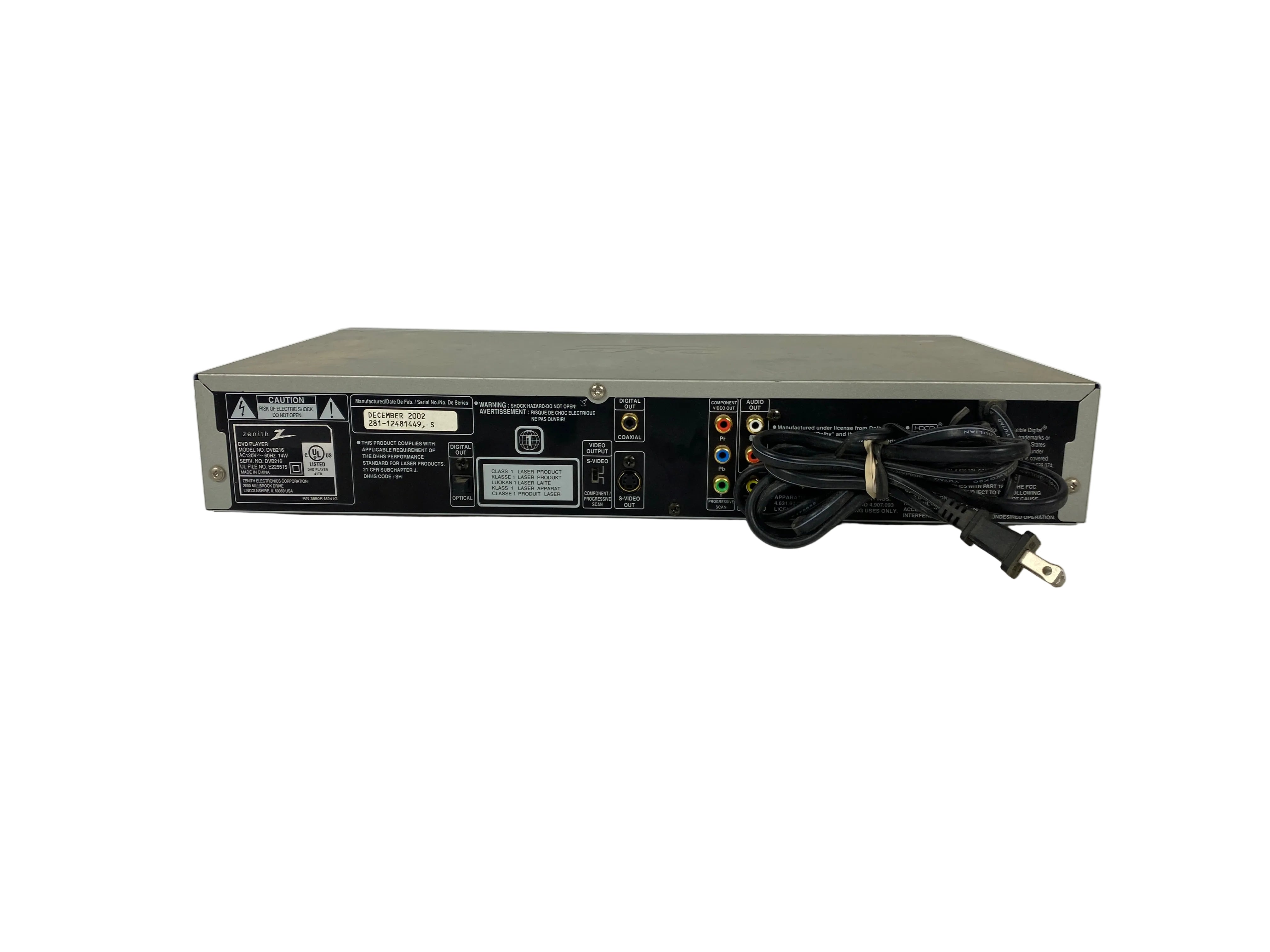 Zenith DVB216 DVD Player
