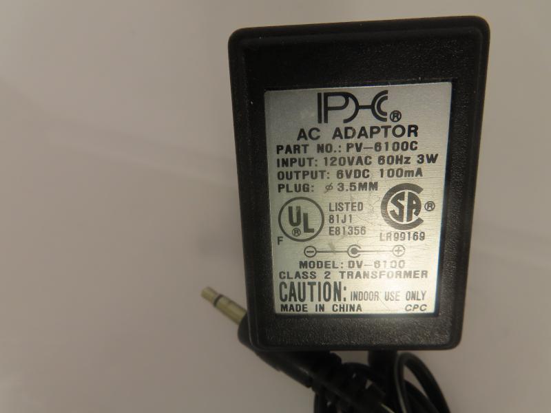 IPHC 0.6W AC Adaptor DV-6100 6V 0.1A