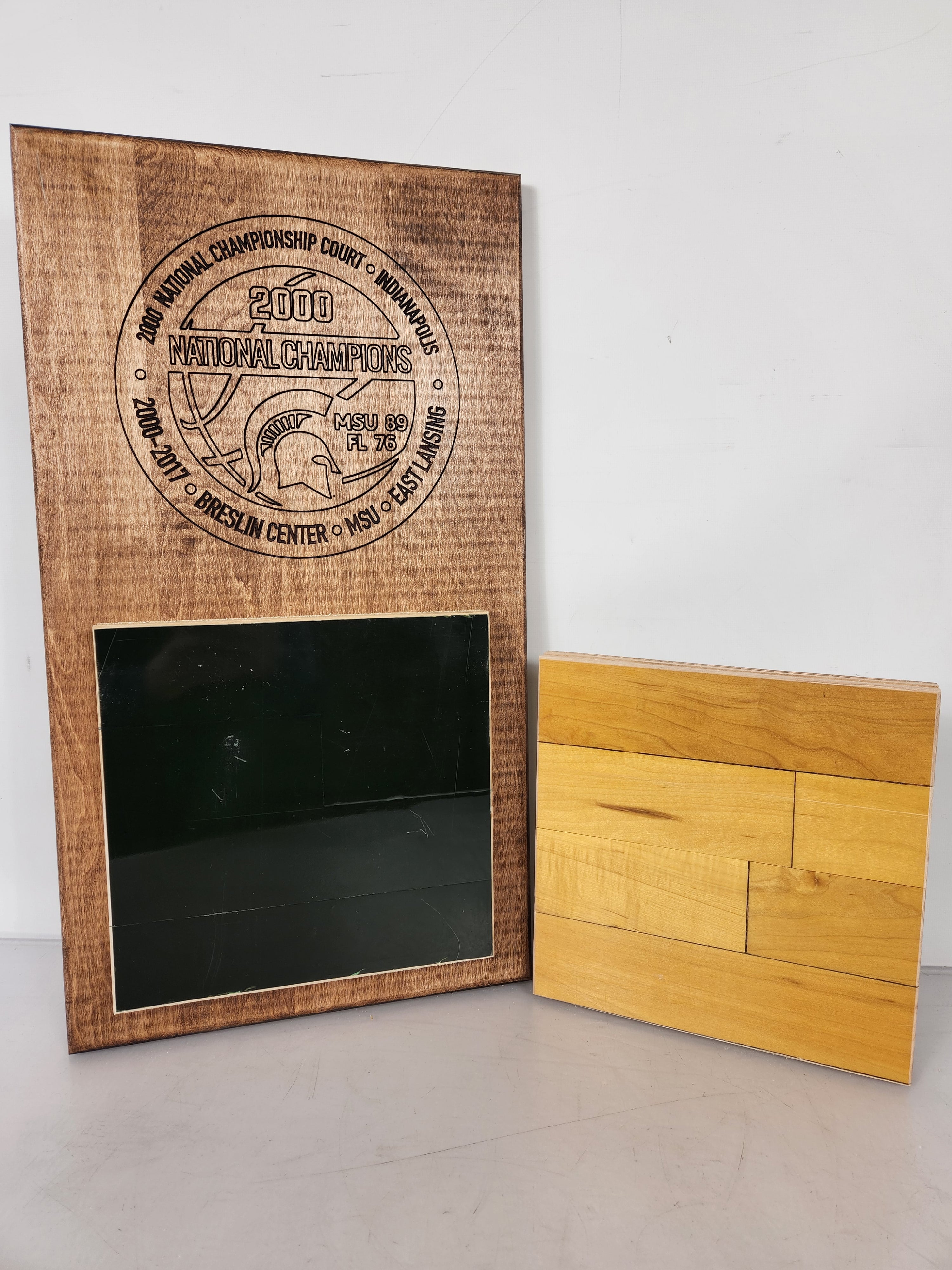 Bundle #67 Basketball Championship Floor Vertical Plaque Green with Plain Square