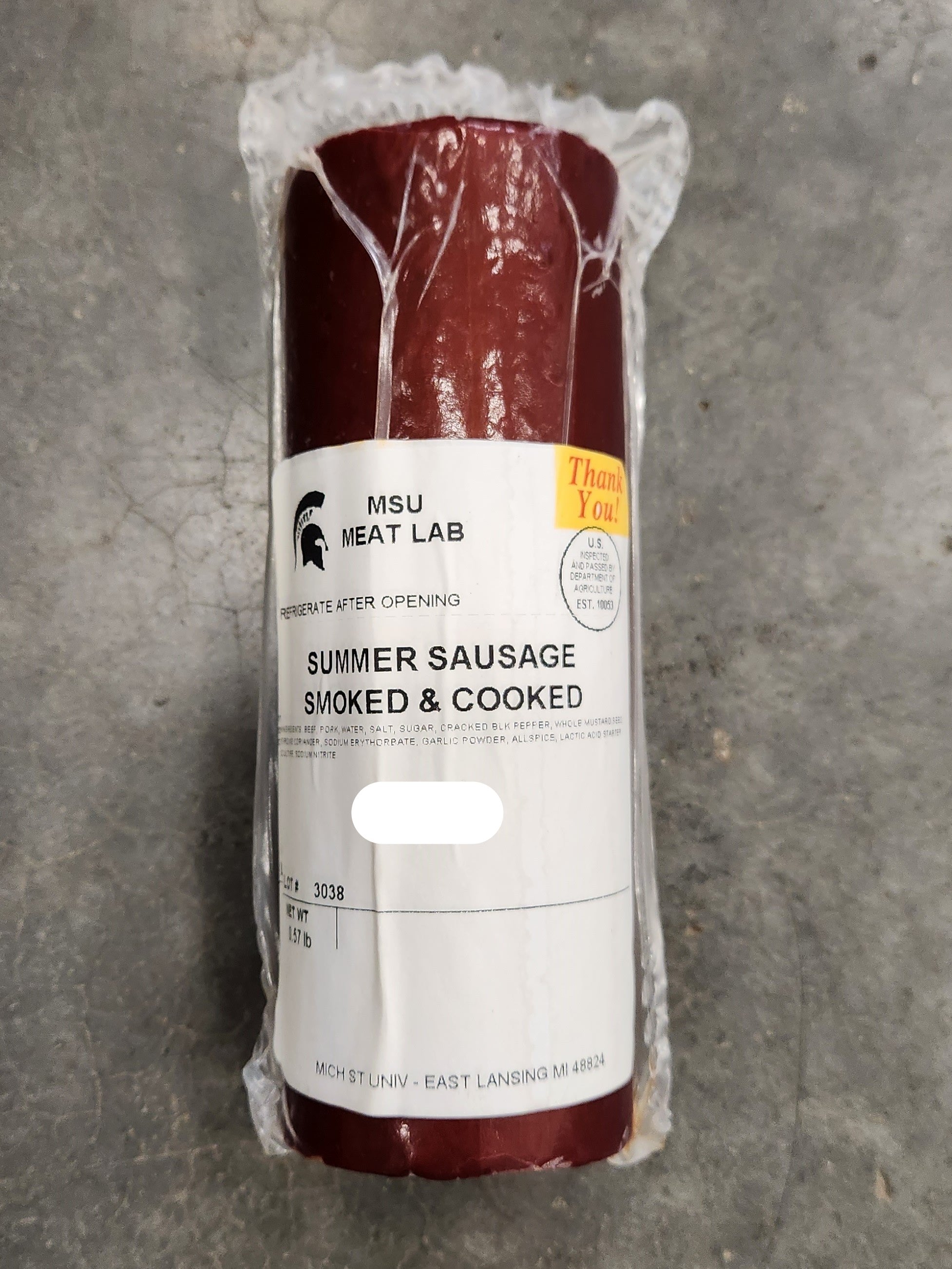 MSU Meat Labs Summer Sausage Smoked and Cooked