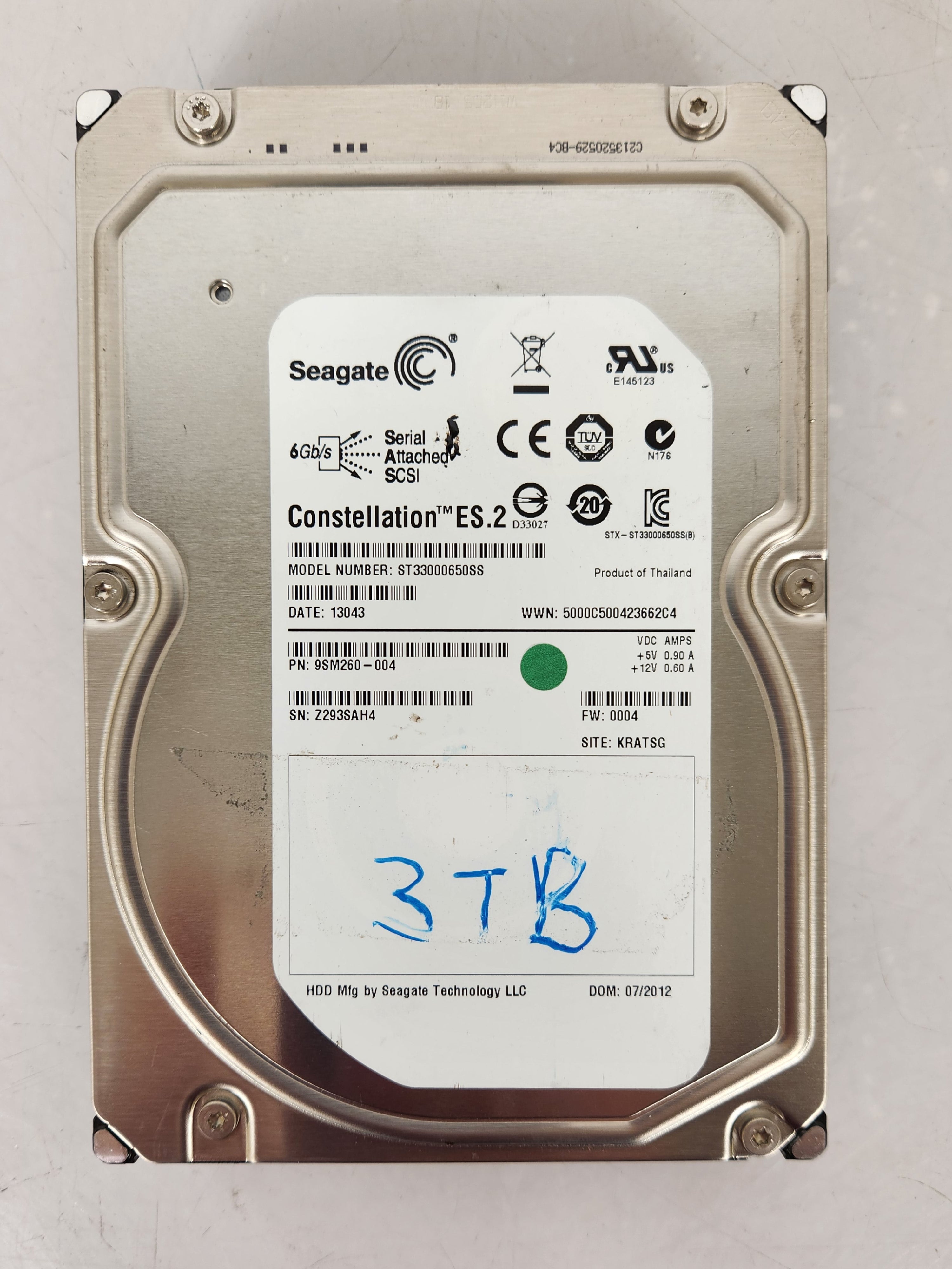 3TB HDD 3.5" 7200rpm SAS Hard Drive for Servers