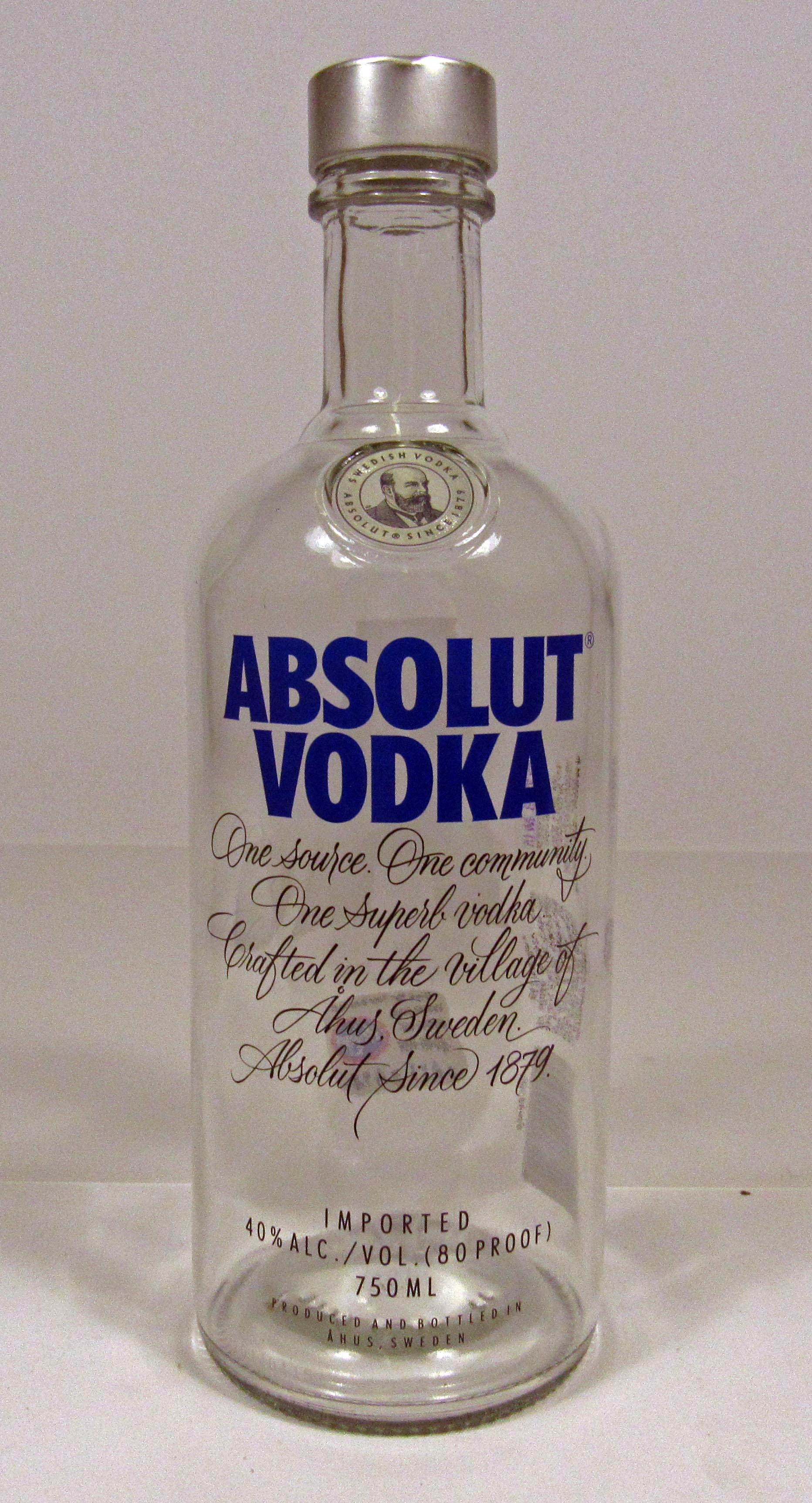 Random Single Empty Absolut Vodka 750mL Bottle