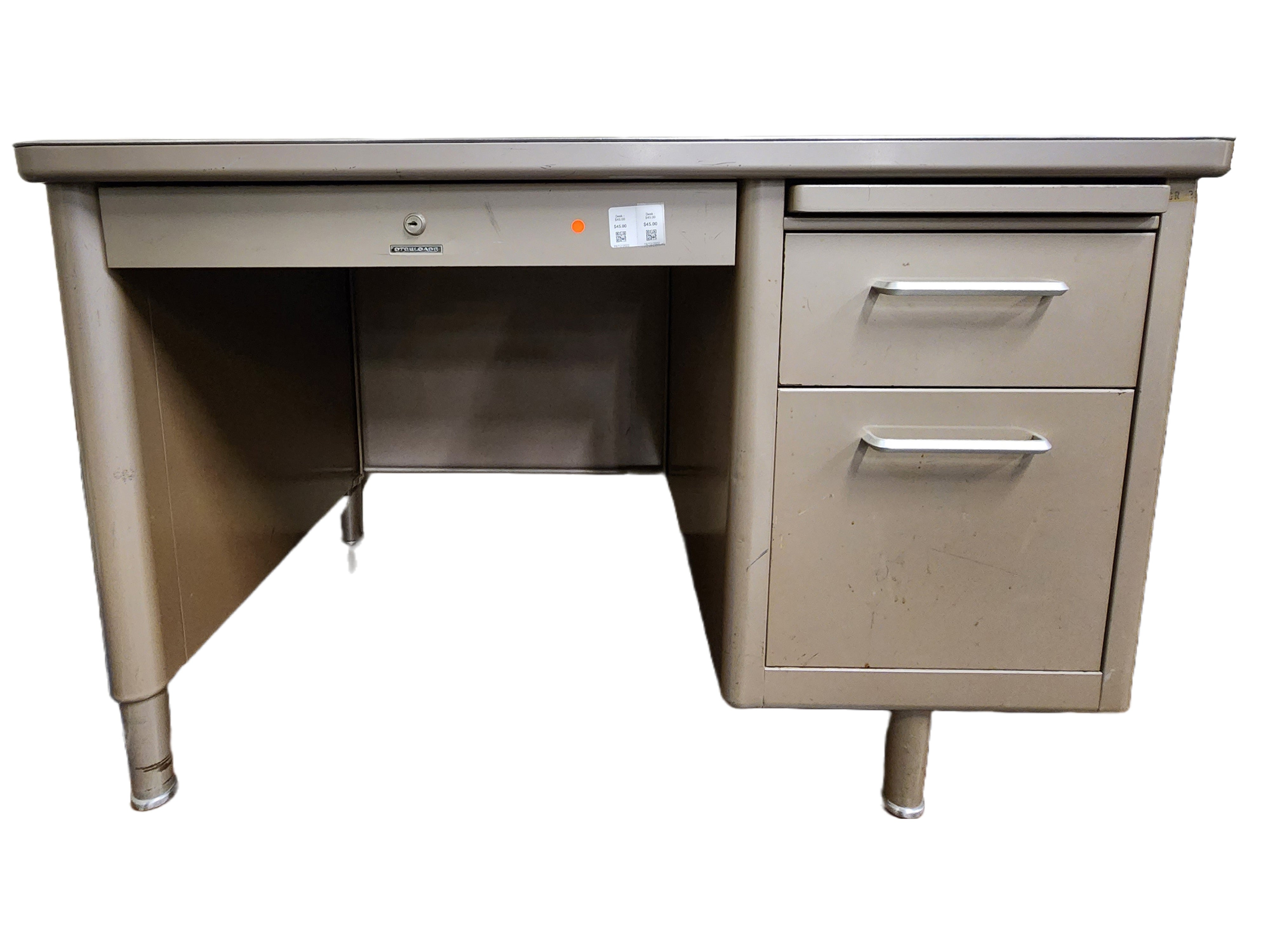 Steelcase Brown 3-Drawer Tanker Desk with Brown Top