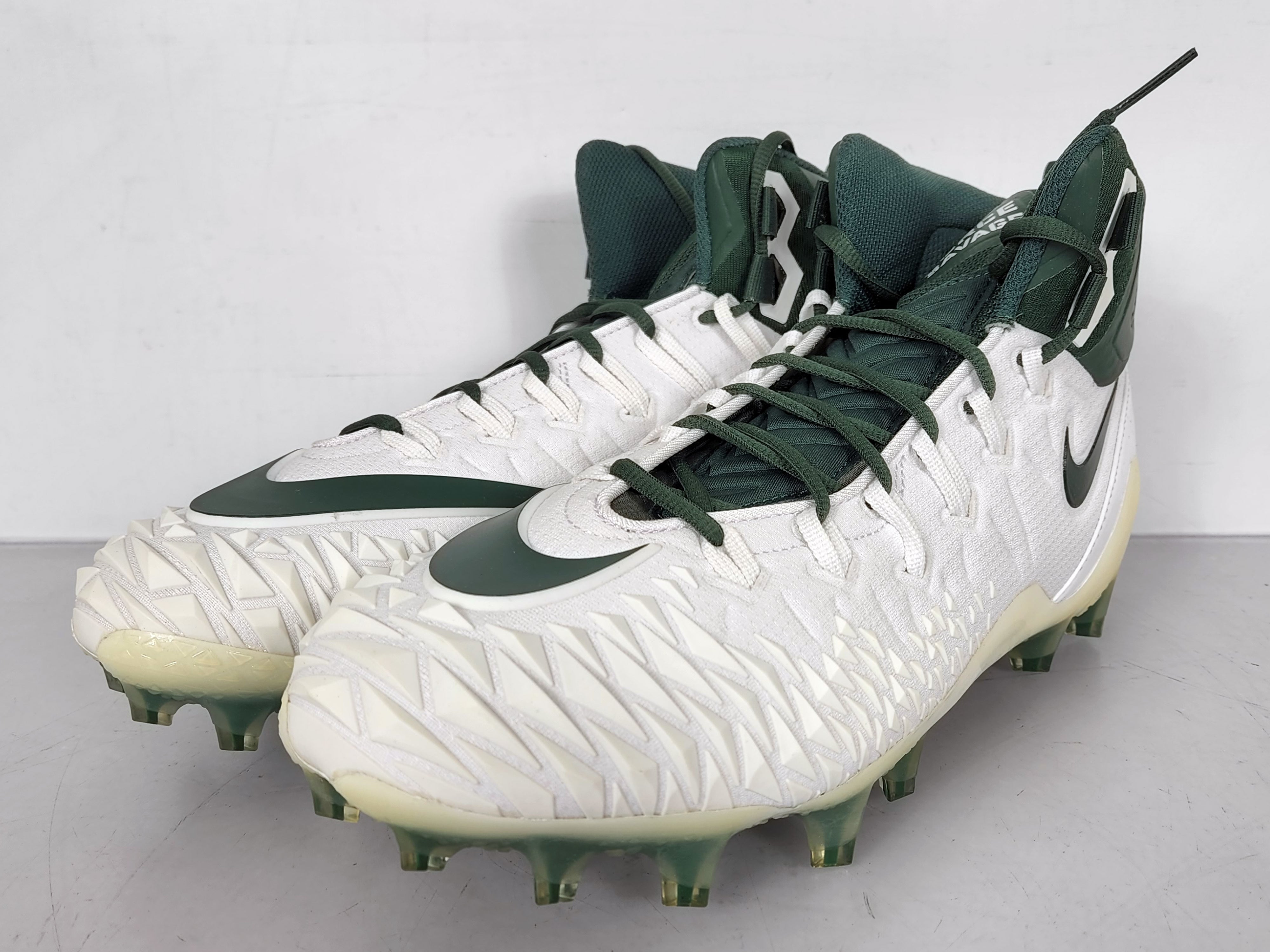 Nike Force Savage Pro TD White/Green Football Cleats Men's Size 15