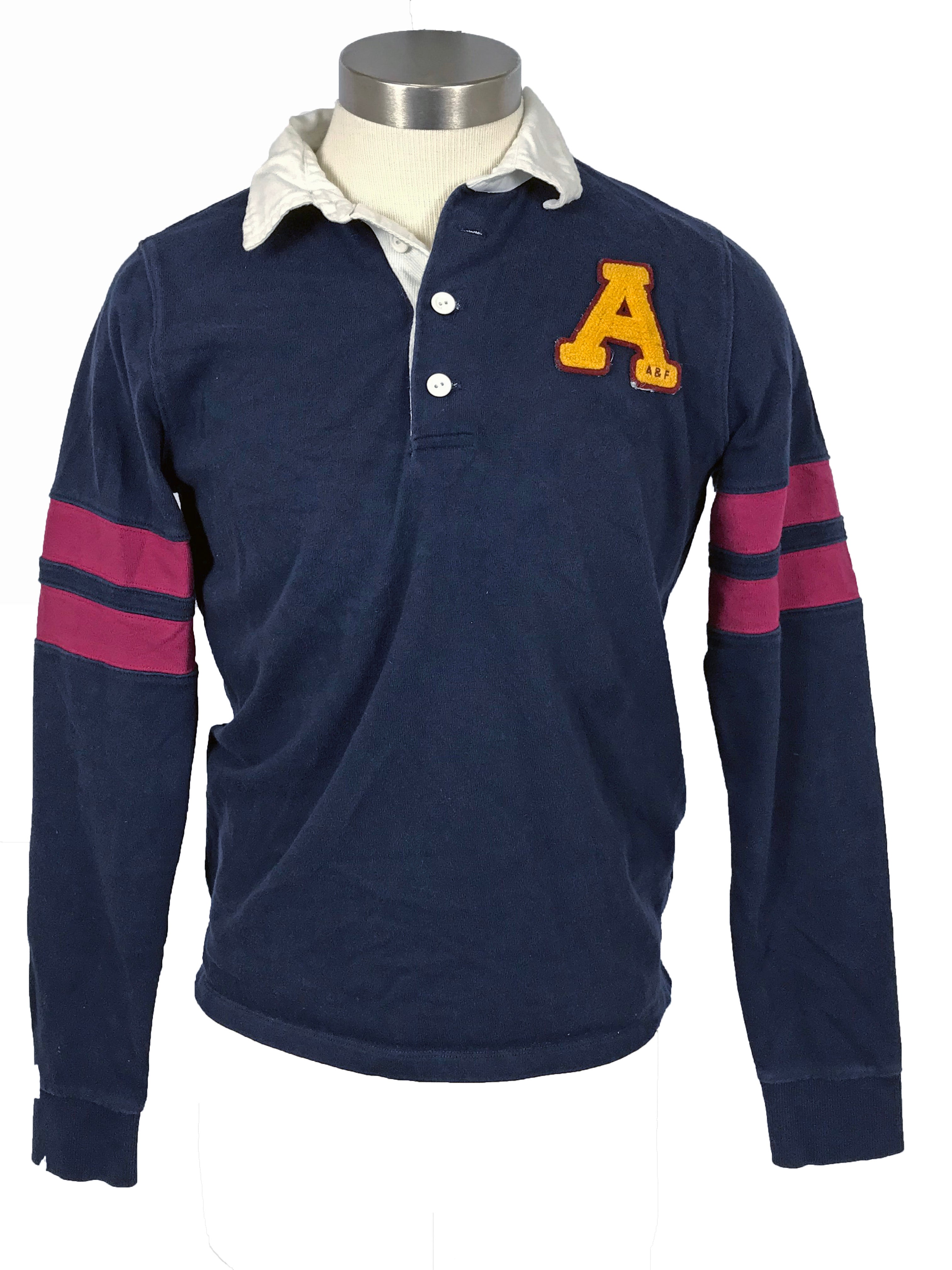 Abercrombie Rugby Cloth Navy Long Sleeve Polo Men's Size L