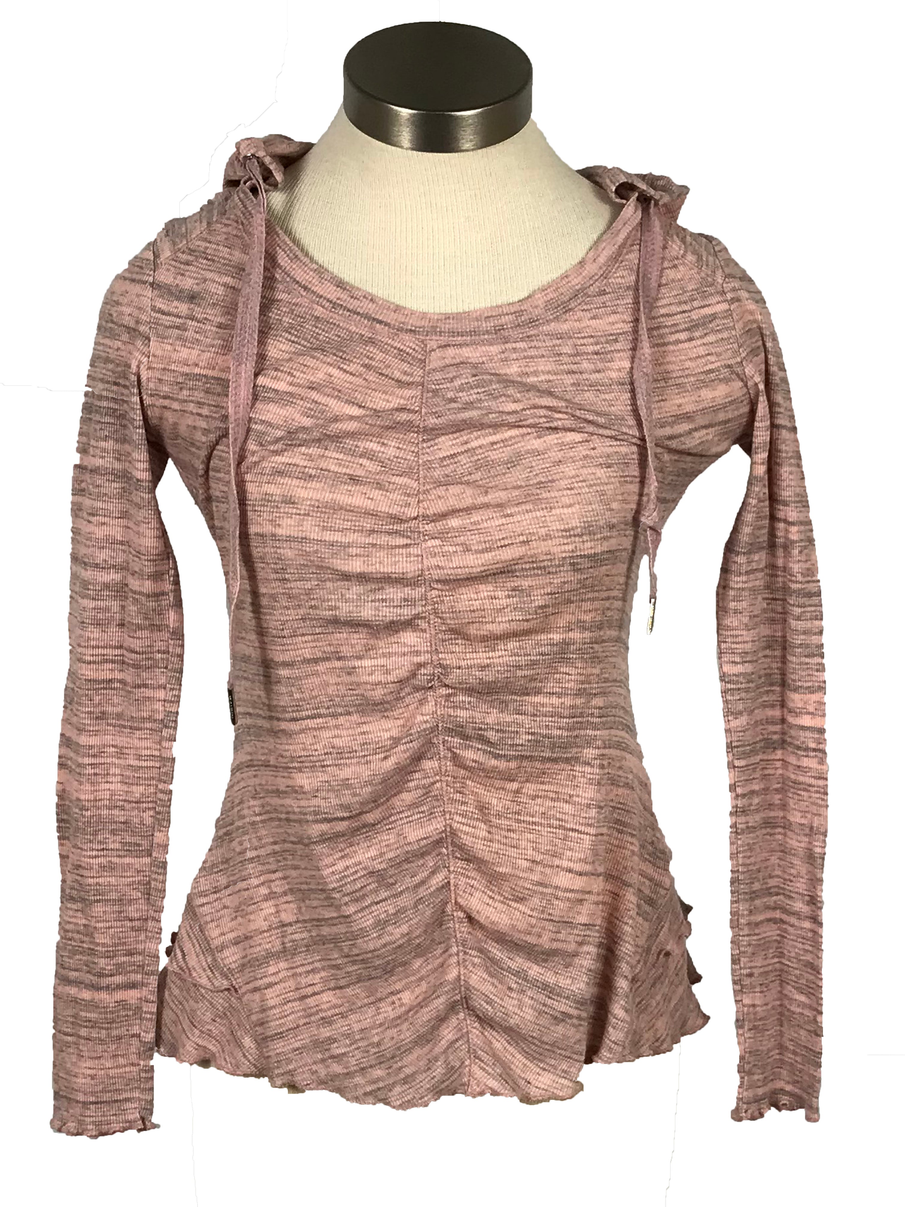 Calvin Klein Pink and Grey Hooded Long Sleeve Shirt Women's Size M
