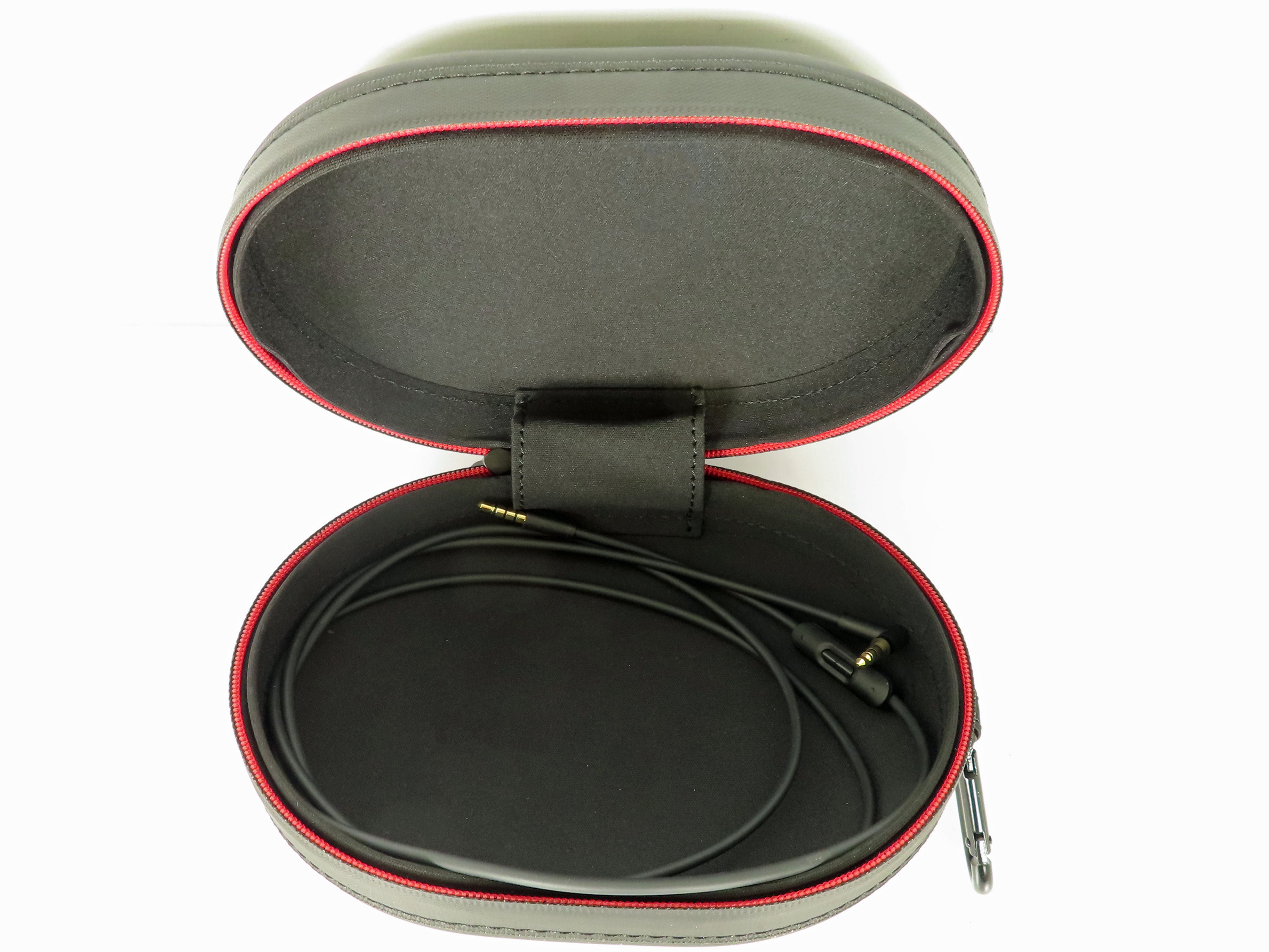 Beats by Dre Large Over-the-Ear Headphones Black/Red Zipper Case Only with Aux Cable